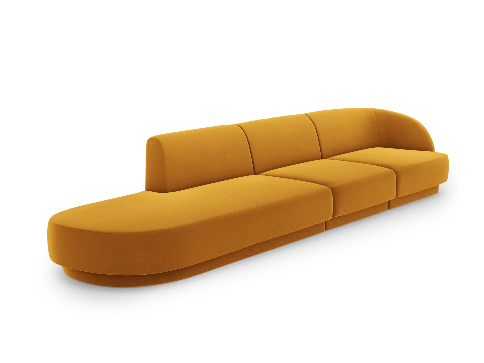 Elegantes Miley Velour Sofa links, 4-Sitzer in stilvollem Design, ideal für moderne Wohnräume, erhältlich bei KAQTU Design AG.