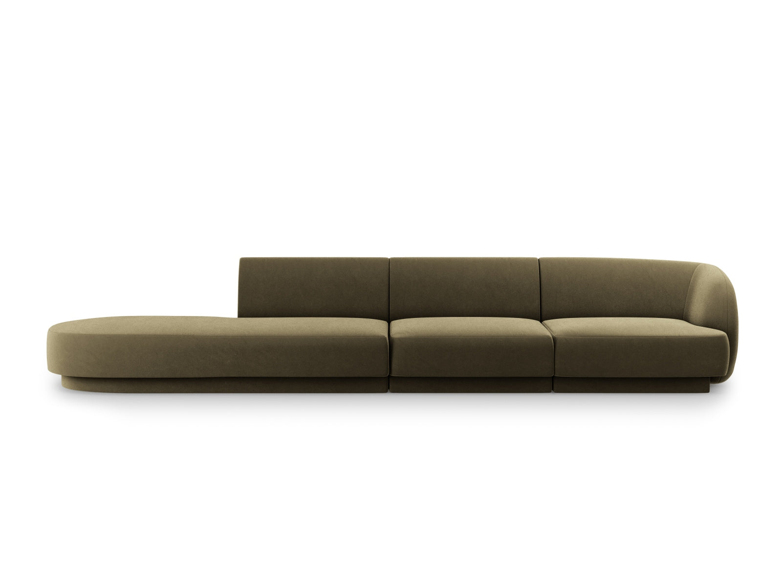 Miley Velour Sofa links 4 Sitzer in Green präsentiert im Onlineshop von KAQTU Design AG. L-Sofa links ist von Micadoni