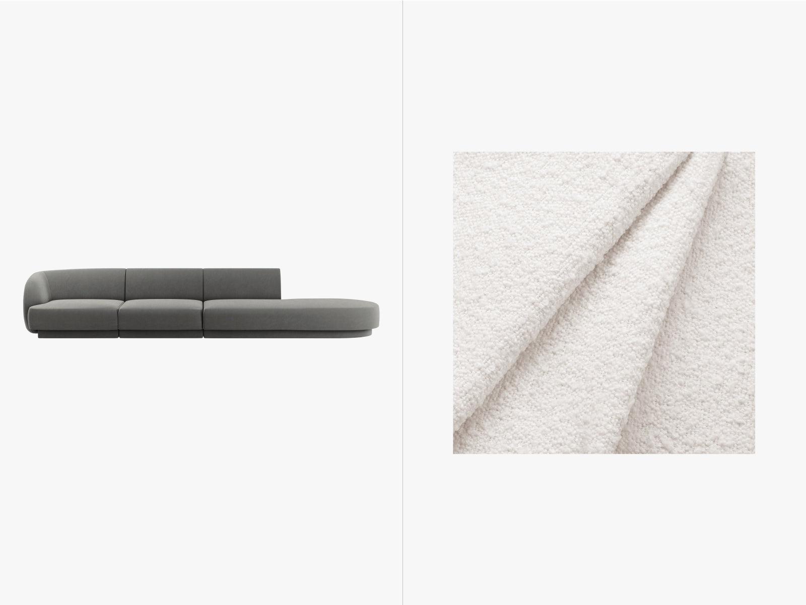 Miley Boucle Right Sofa 4 Sitzer in White-Baloo präsentiert im Onlineshop von KAQTU Design AG. L-Sofa rechts ist von Micadoni