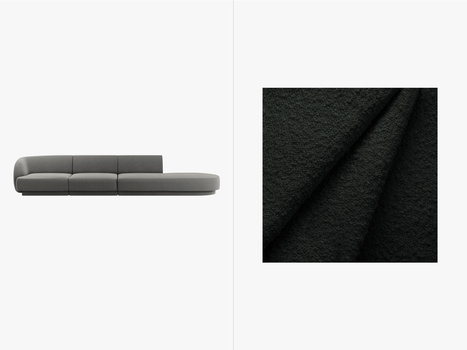 Miley Boucle Right Sofa 4 Sitzer in Black-Baloo präsentiert im Onlineshop von KAQTU Design AG. L-Sofa rechts ist von Micadoni