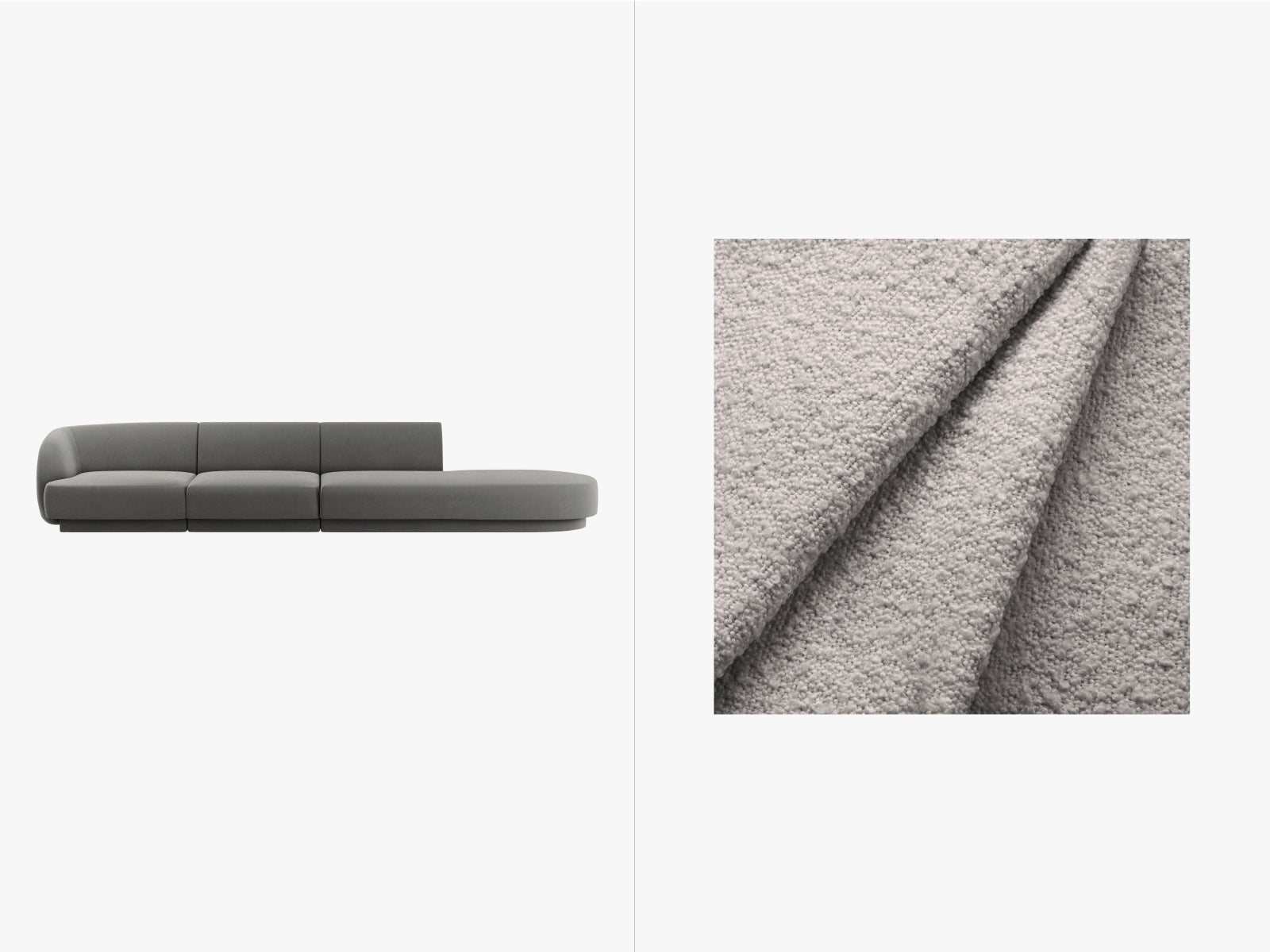 Miley Boucle Right Sofa 4 Sitzer in Light Grey-Baloo präsentiert im Onlineshop von KAQTU Design AG. L-Sofa rechts ist von Micadoni