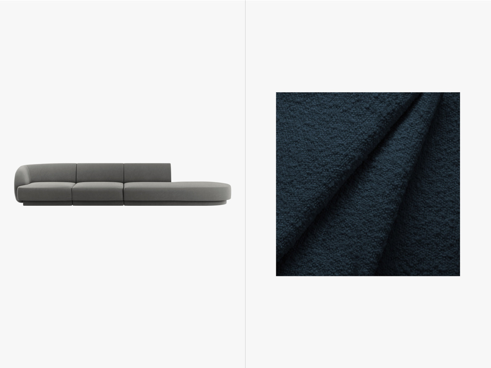 Miley Boucle Right Sofa 4 Sitzer in Dark Blue-Baloo präsentiert im Onlineshop von KAQTU Design AG. L-Sofa rechts ist von Micadoni
