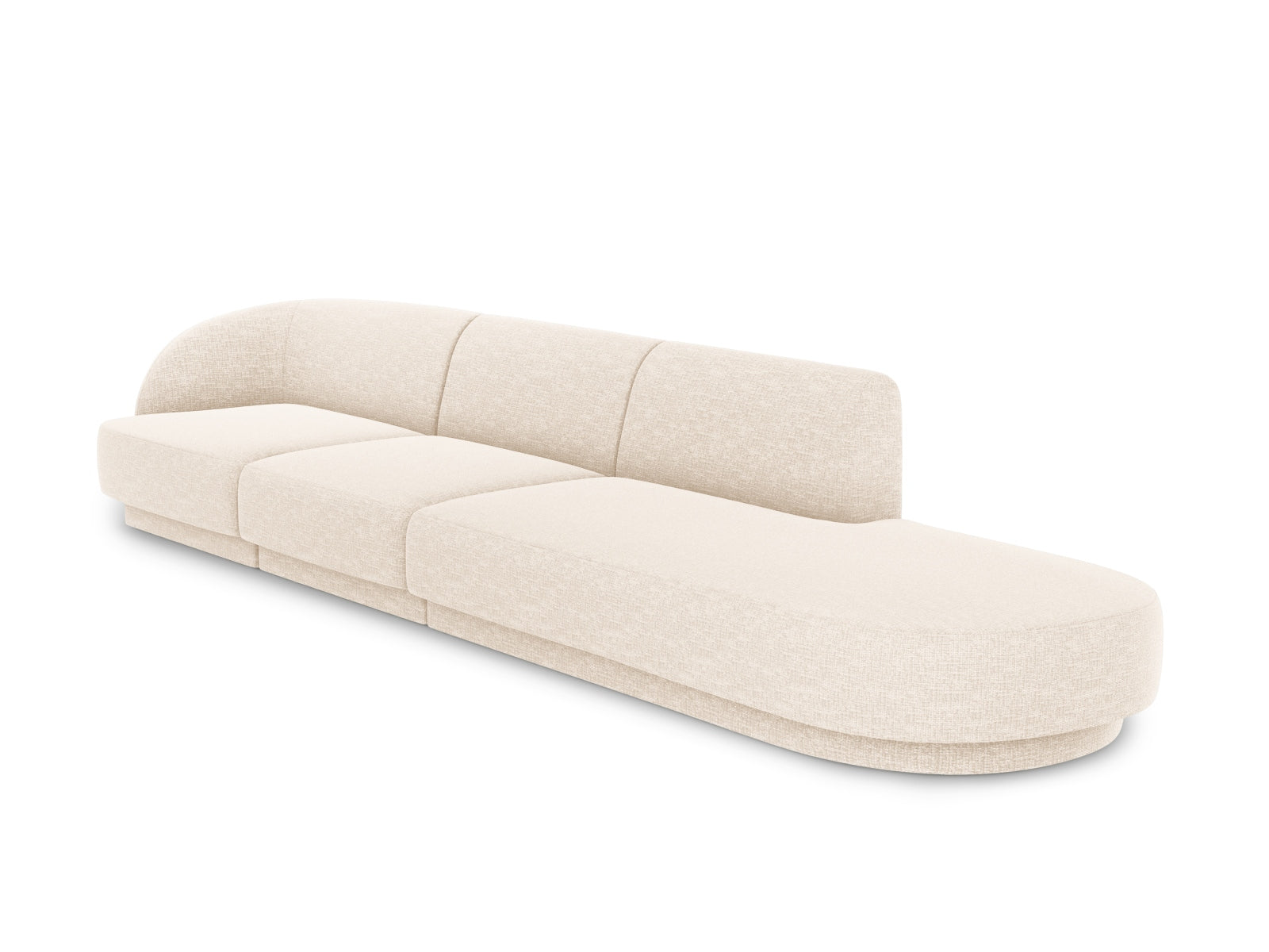 Elegantes Miley Sofa rechts, 4-Sitzer in sanftem Beige, ideal für stilvolle Wohnräume. Hochwertige Verarbeitung von Micadoni.