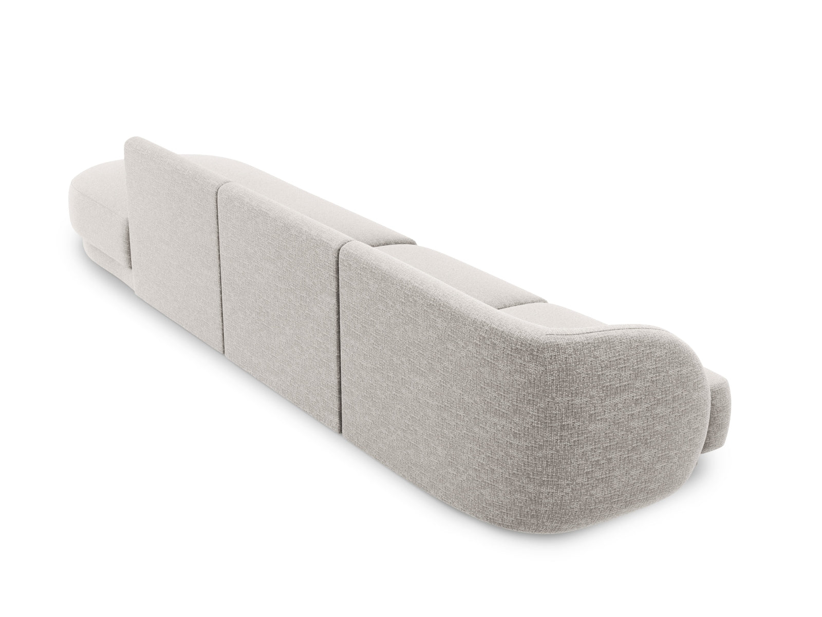 Modernes 4-Sitzer L-Sofa Miley in sanftem Grau, perfekt für gemütliche Wohnzimmer. Hochwertige Materialien und stilvolles Design von Micadoni.