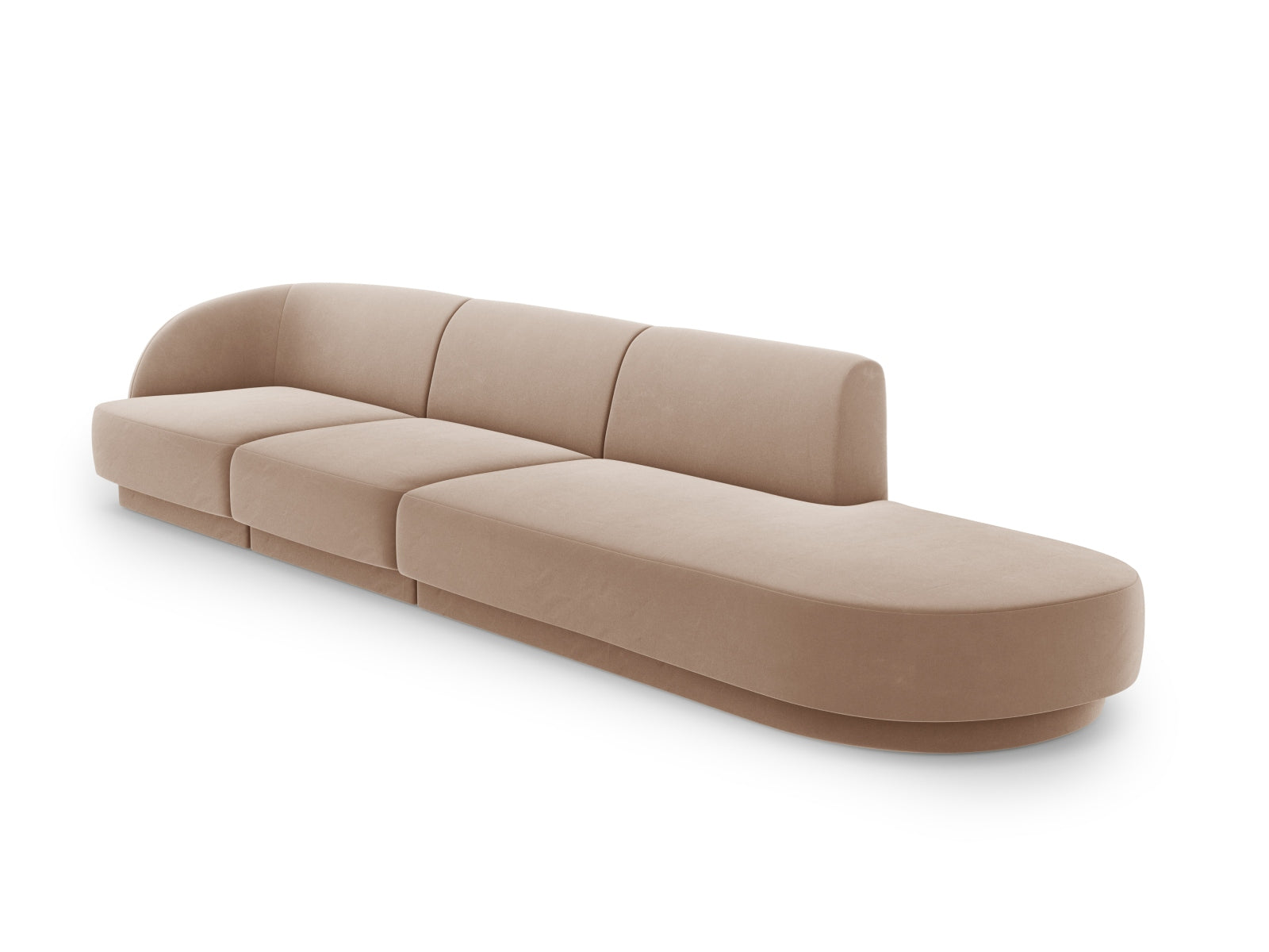 Elegantes Miley Velour Sofa in Cappuccino, 4-Sitzer, rechtsseitig, ideal für stilvolle Wohnräume, von Micadoni.