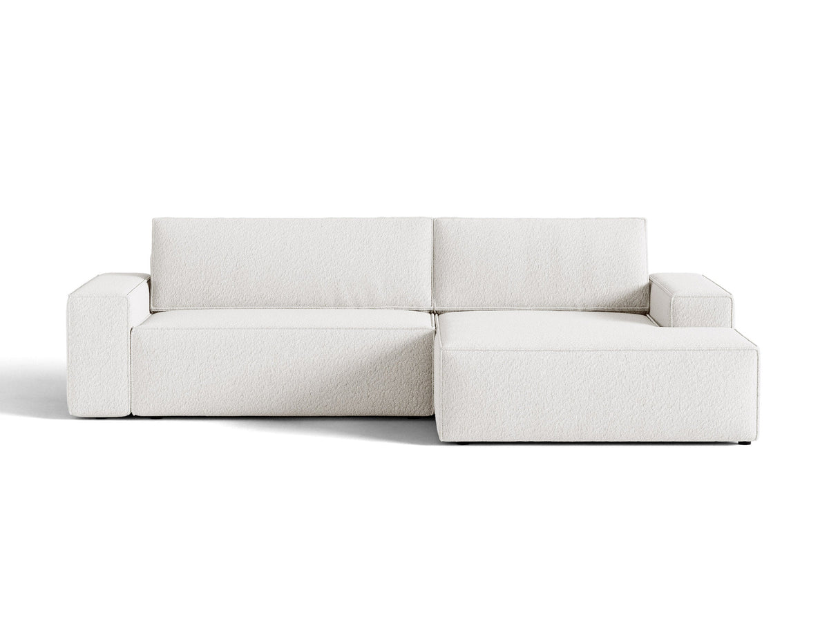 Jodie Boucle Ecksofa rechts mit Schlaffunktion und Stauraumbox 3 Sitzer in White-Baloo präsentiert im Onlineshop von KAQTU Design AG. Bettsofa rechts ist von Micadoni