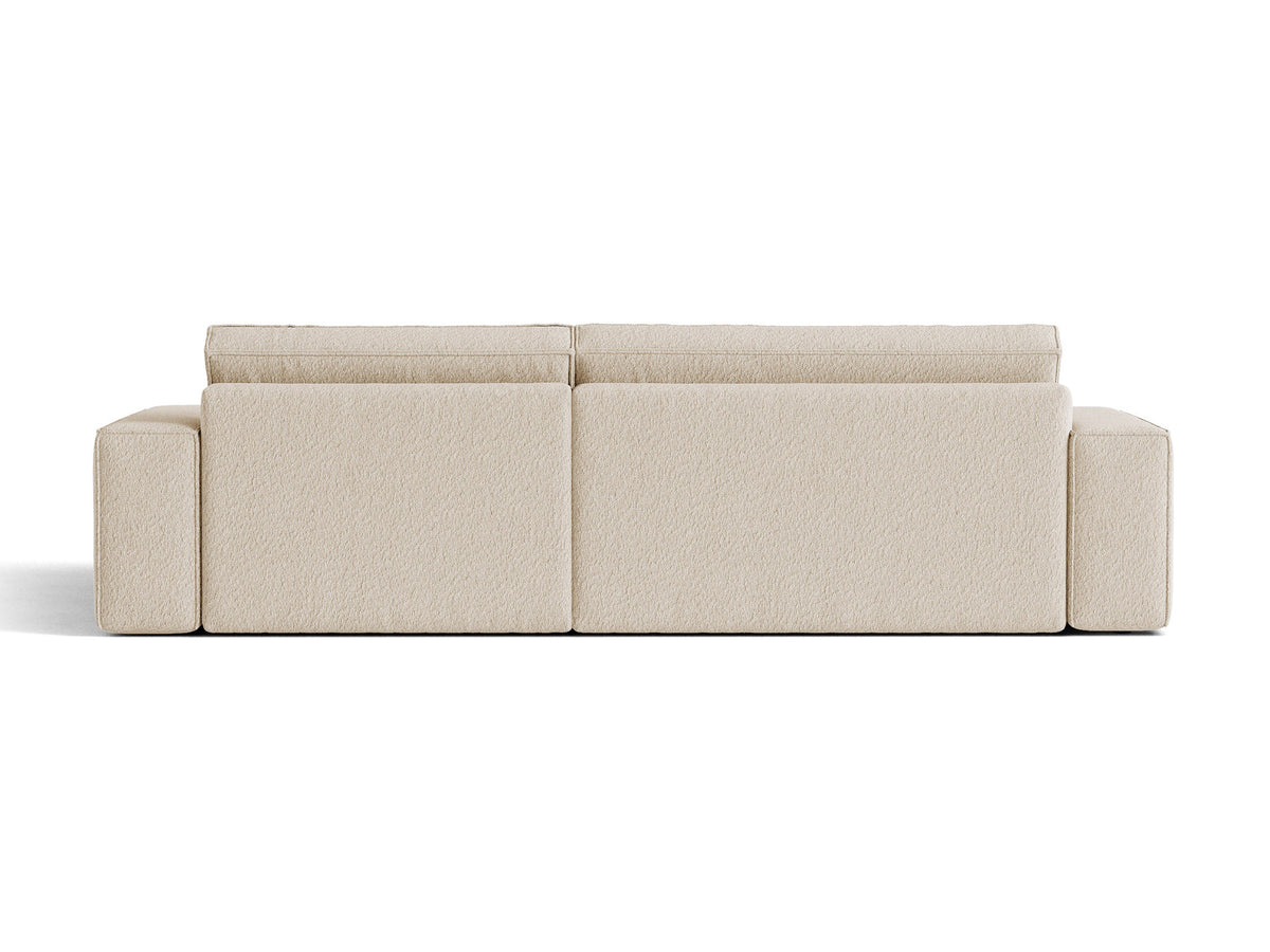 Jodie Boucle Ecksofa rechts mit Schlaffunktion und Stauraumbox 3 Sitzer in Beige-Baloo präsentiert im Onlineshop von KAQTU Design AG. Bettsofa rechts ist von Micadoni