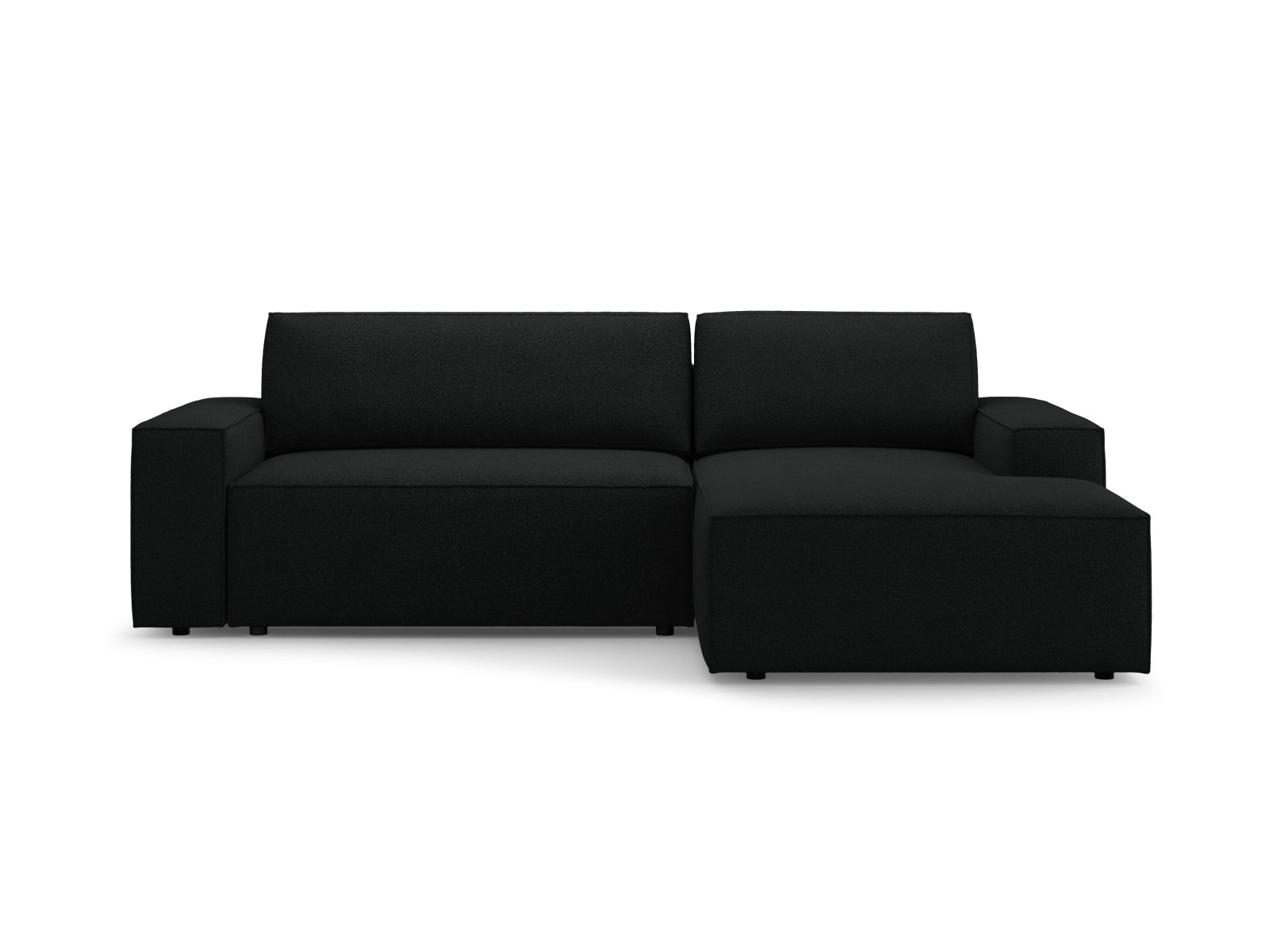 Jodie Boucle Ecksofa rechts mit Schlaffunktion und Stauraumbox 3 Sitzer in Black präsentiert im Onlineshop von KAQTU Design AG. Ecksofa rechts ist von Micadoni