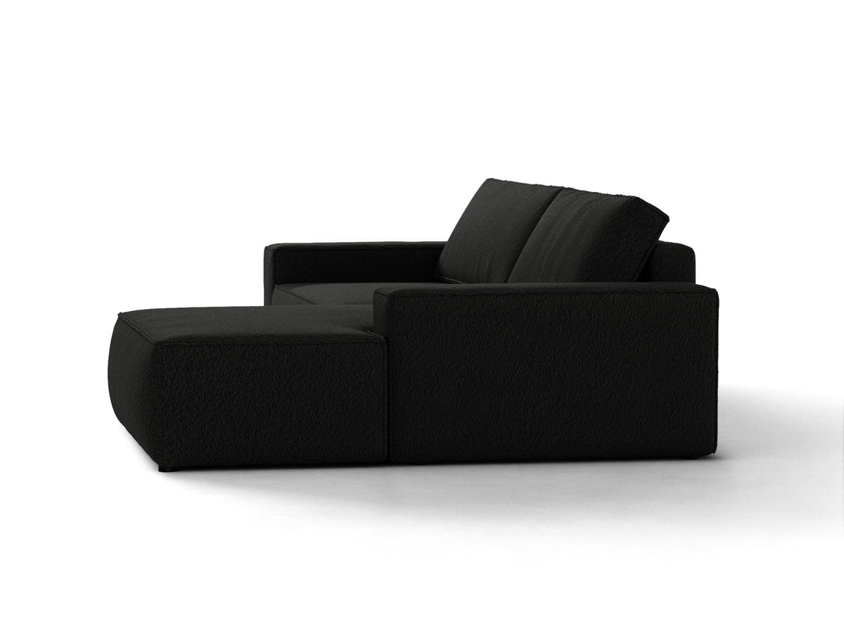 Jodie Boucle Ecksofa rechts mit Schlaffunktion und Stauraumbox 3 Sitzer in Black-Baloo präsentiert im Onlineshop von KAQTU Design AG. Bettsofa rechts ist von Micadoni