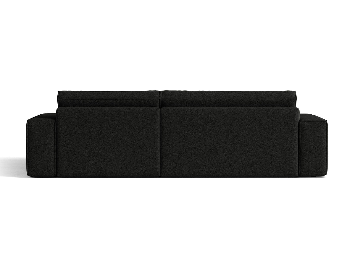 Jodie Boucle Ecksofa rechts mit Schlaffunktion und Stauraumbox 3 Sitzer in Black-Baloo präsentiert im Onlineshop von KAQTU Design AG. Bettsofa rechts ist von Micadoni