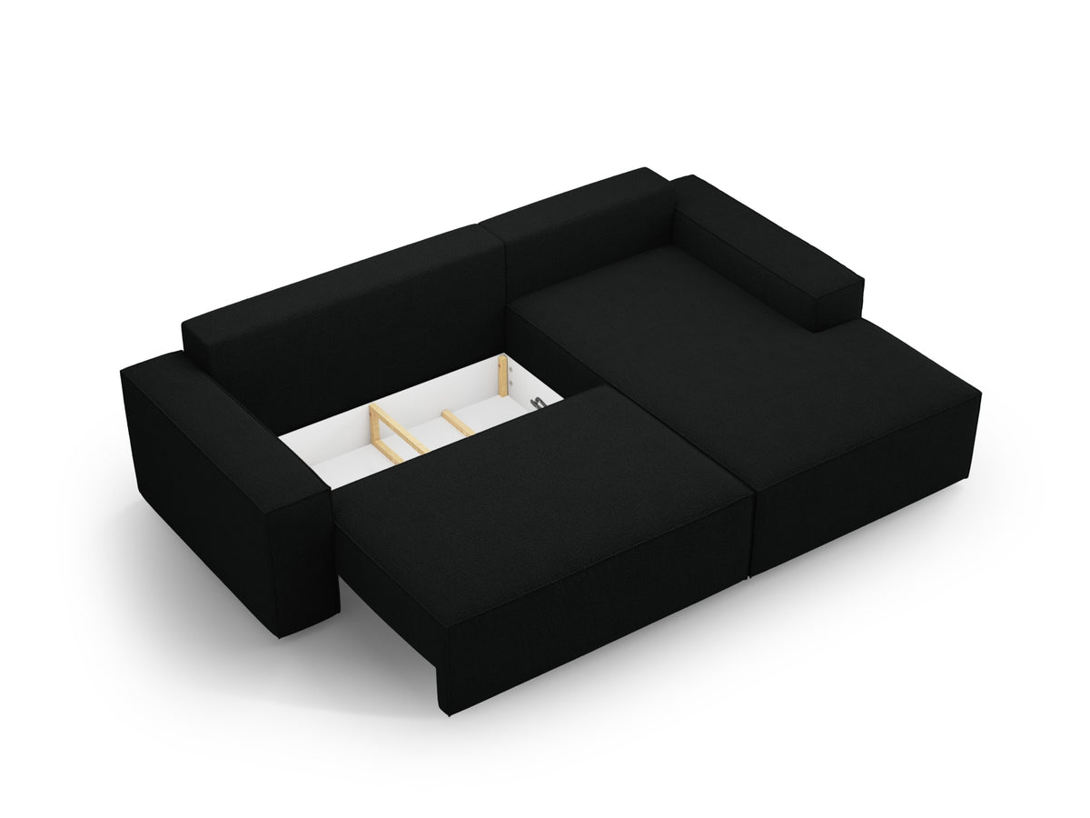Jodie Boucle Ecksofa rechts mit Schlaffunktion und Stauraumbox 3 Sitzer in Black-Baloo präsentiert im Onlineshop von KAQTU Design AG. Bettsofa rechts ist von Micadoni