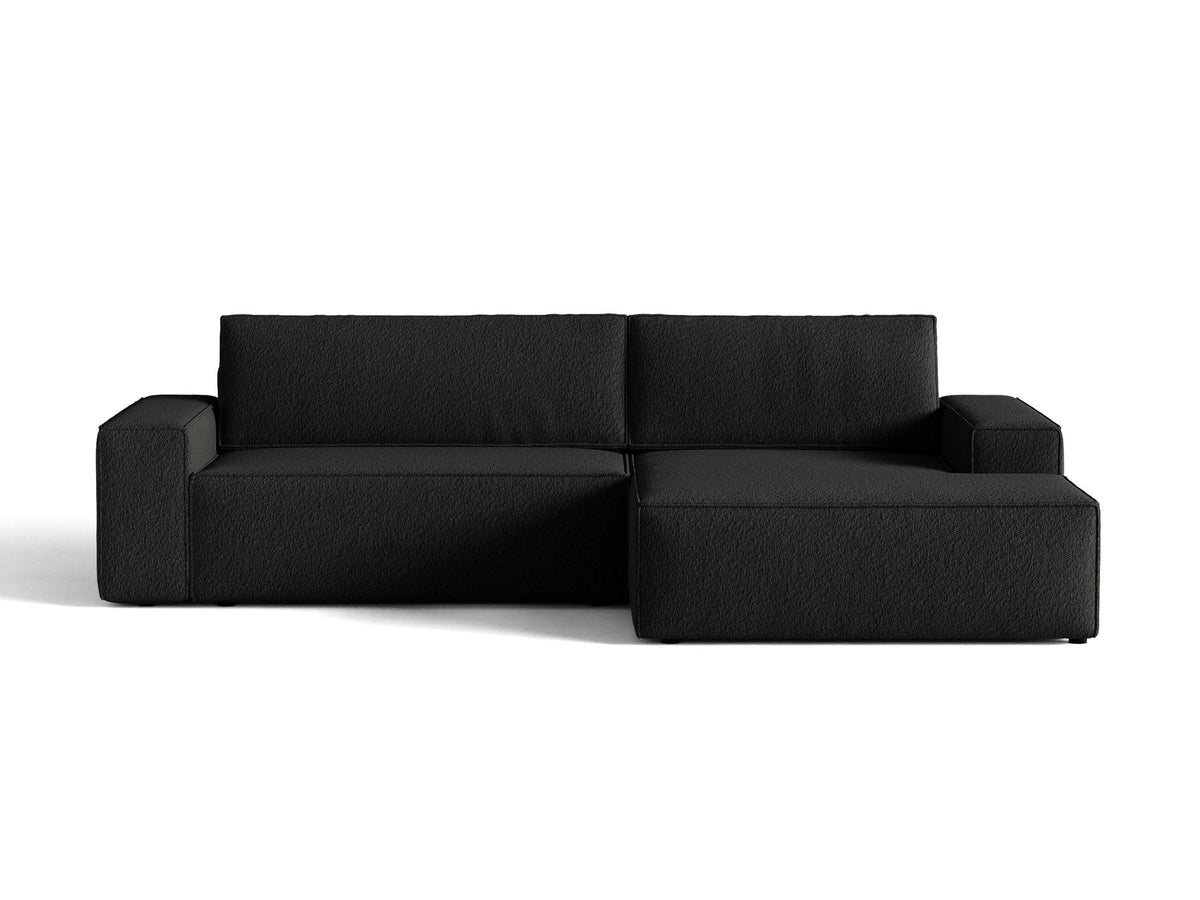 Jodie Boucle Ecksofa rechts mit Schlaffunktion und Stauraumbox 3 Sitzer in Black-Baloo präsentiert im Onlineshop von KAQTU Design AG. Bettsofa rechts ist von Micadoni