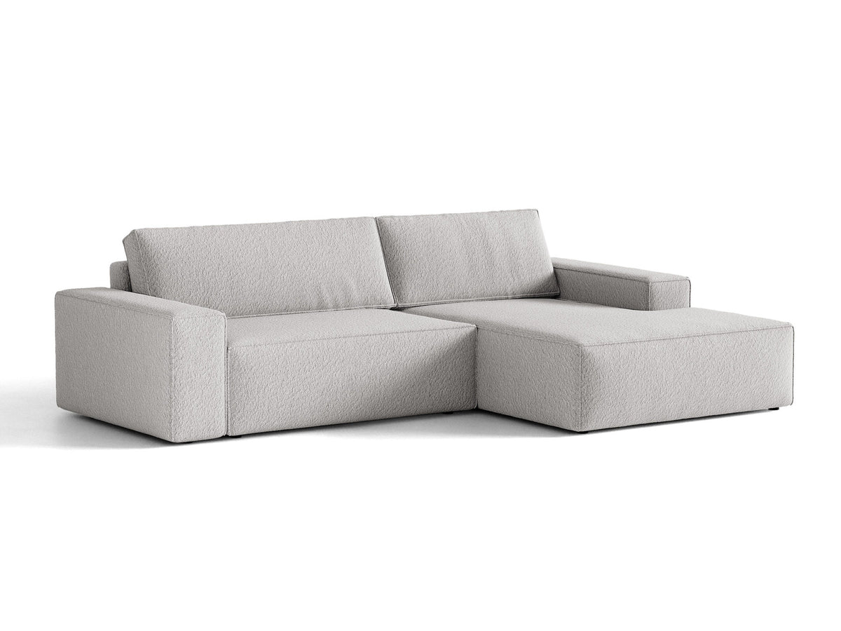 Jodie Boucle Ecksofa rechts mit Schlaffunktion und Stauraumbox 3 Sitzer in Light Grey-Baloo präsentiert im Onlineshop von KAQTU Design AG. Bettsofa rechts ist von Micadoni