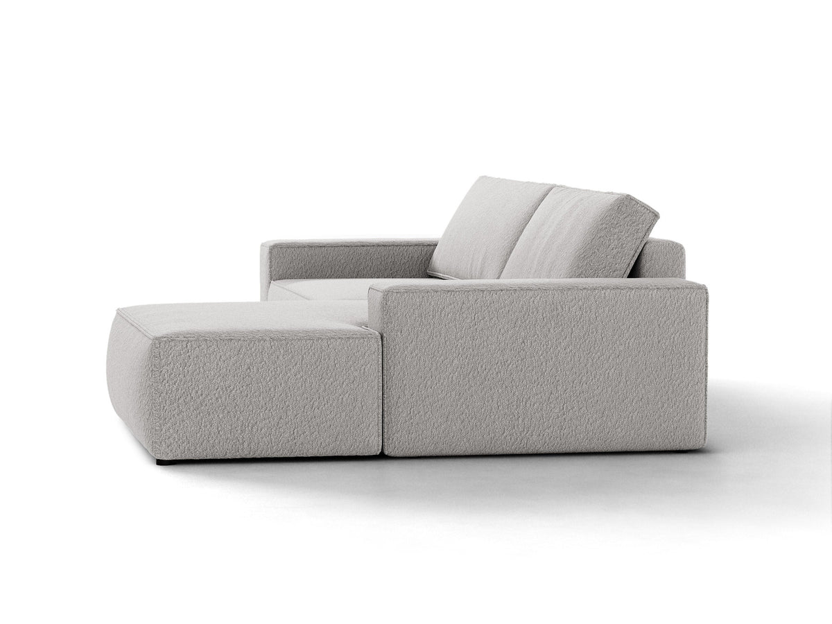 Jodie Boucle Ecksofa rechts mit Schlaffunktion und Stauraumbox 3 Sitzer in Light Grey-Baloo präsentiert im Onlineshop von KAQTU Design AG. Bettsofa rechts ist von Micadoni
