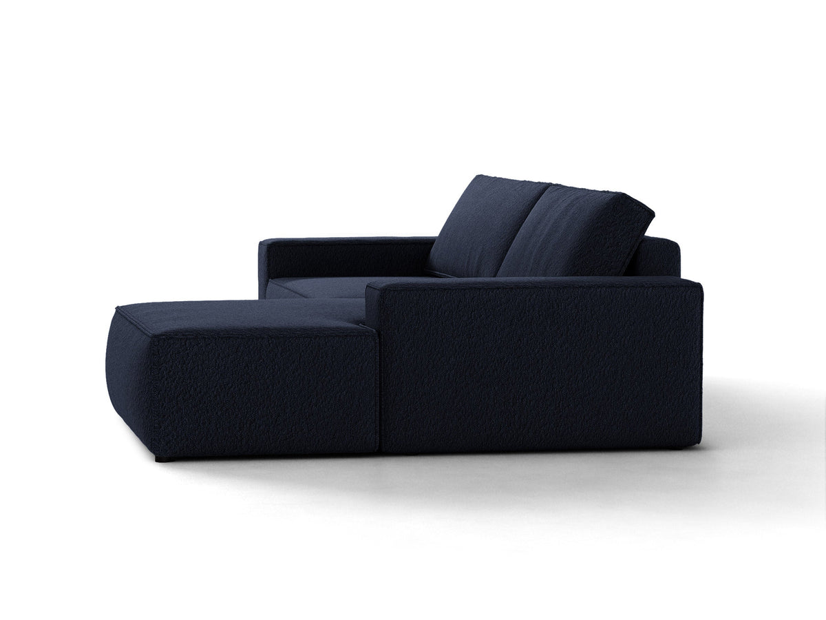 Jodie Boucle Ecksofa rechts mit Schlaffunktion und Stauraumbox 3 Sitzer in Dark Blue-Baloo präsentiert im Onlineshop von KAQTU Design AG. Bettsofa rechts ist von Micadoni
