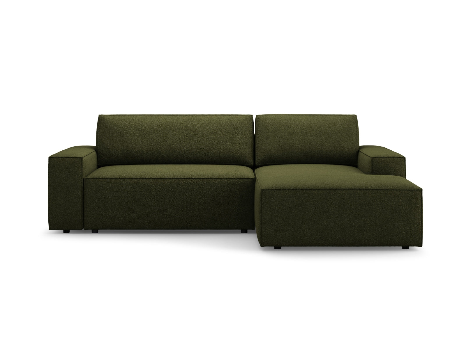 Jodie Boucle Ecksofa rechts mit Schlaffunktion und Stauraumbox 3 Sitzer in Dark Olive Green präsentiert im Onlineshop von KAQTU Design AG. Ecksofa rechts ist von Micadoni