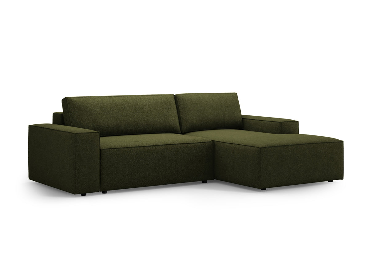 Jodie Boucle Ecksofa rechts mit Schlaffunktion und Stauraumbox 3 Sitzer in Dark Olive Green-Baloo präsentiert im Onlineshop von KAQTU Design AG. Bettsofa rechts ist von Micadoni