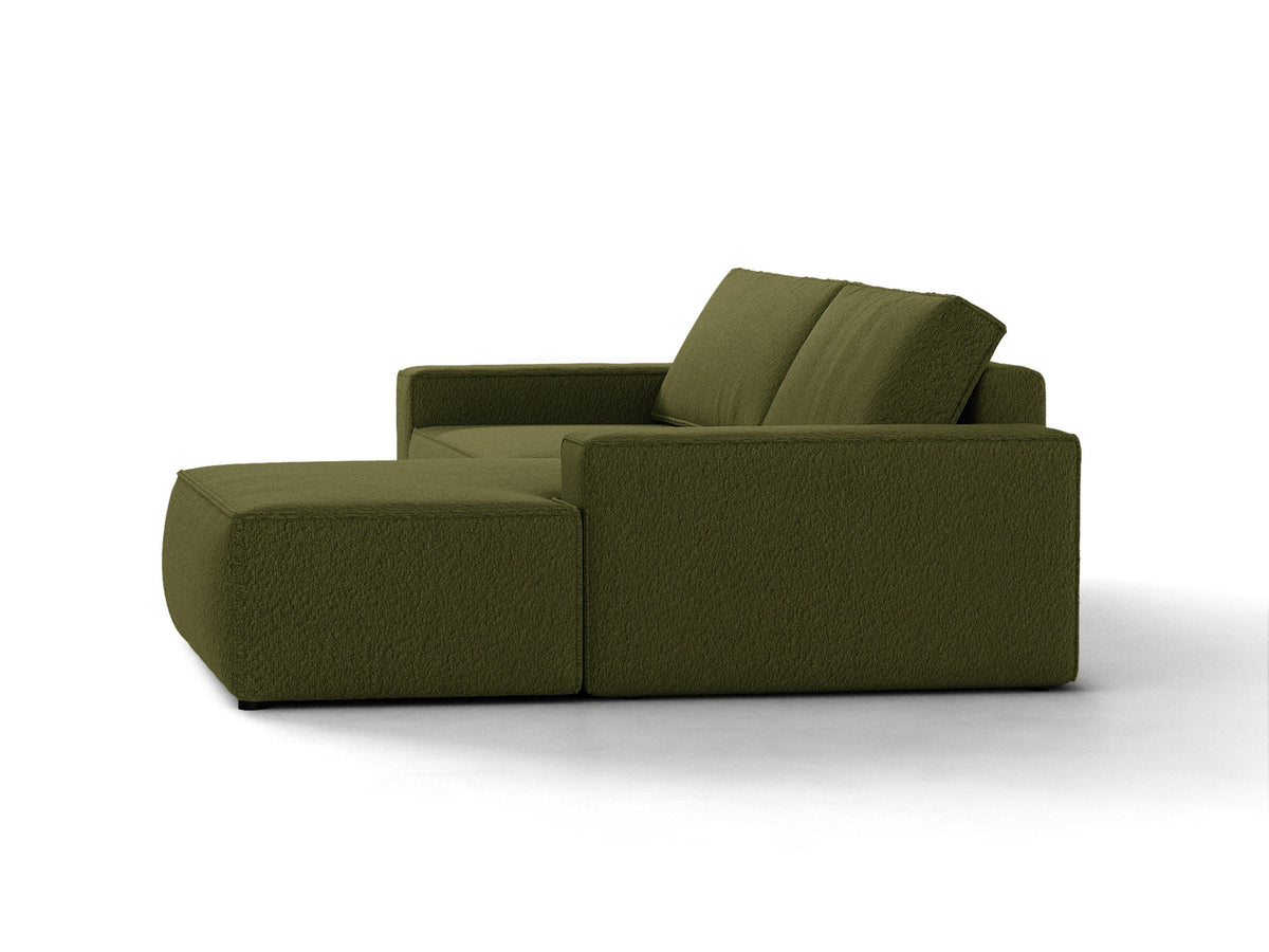 Jodie Boucle Ecksofa rechts mit Schlaffunktion und Stauraumbox 3 Sitzer in Dark Olive Green-Baloo präsentiert im Onlineshop von KAQTU Design AG. Bettsofa rechts ist von Micadoni
