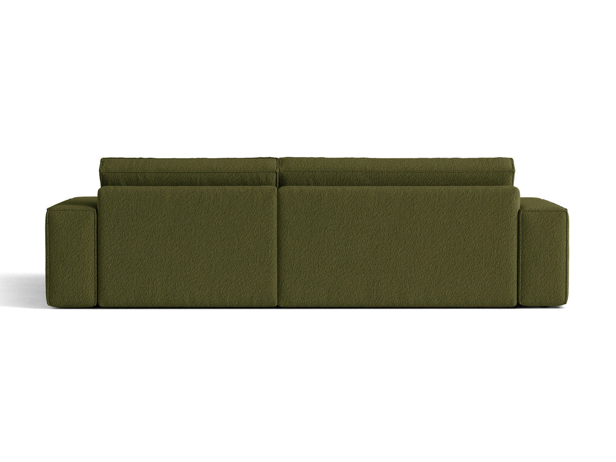 Jodie Boucle Ecksofa rechts mit Schlaffunktion und Stauraumbox 3 Sitzer in Dark Olive Green-Baloo präsentiert im Onlineshop von KAQTU Design AG. Bettsofa rechts ist von Micadoni