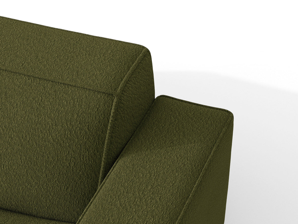 Jodie Boucle Ecksofa rechts mit Schlaffunktion und Stauraumbox 3 Sitzer in Dark Olive Green-Baloo präsentiert im Onlineshop von KAQTU Design AG. Bettsofa rechts ist von Micadoni
