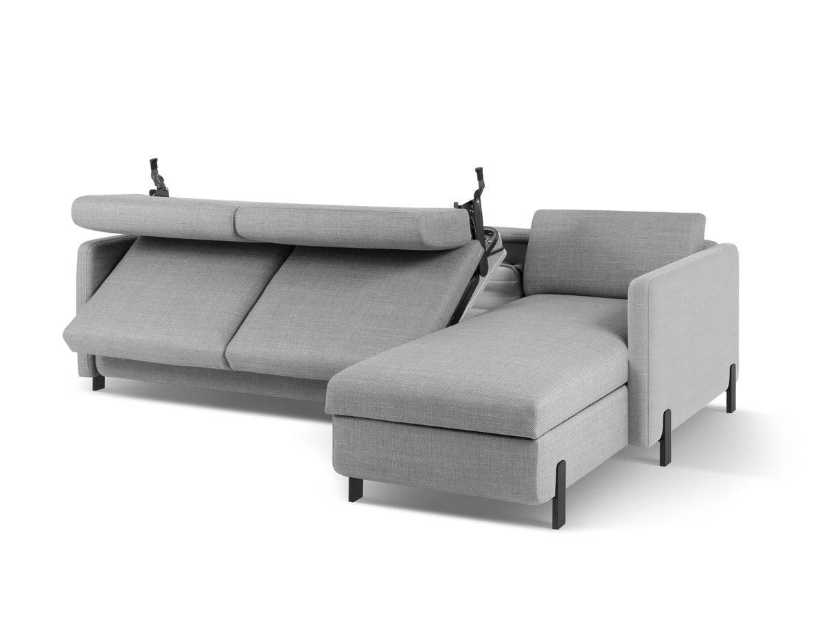 Gloria Ecksofa rechts mit Schlaffunktion und Stauraum 5 Sitzer in Light Grey-Bjorn präsentiert im Onlineshop von KAQTU Design AG. Bettsofa rechts ist von Micadoni