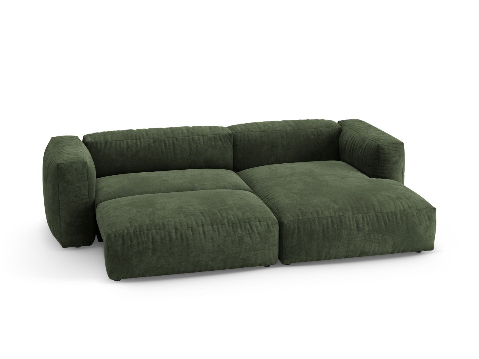 Elegantes 4-Sitzer Ecksofa Martina in Green-Vogue, rechtsseitig, ideal für entspannte Abende und als Schlafgelegenheit für Gäste.