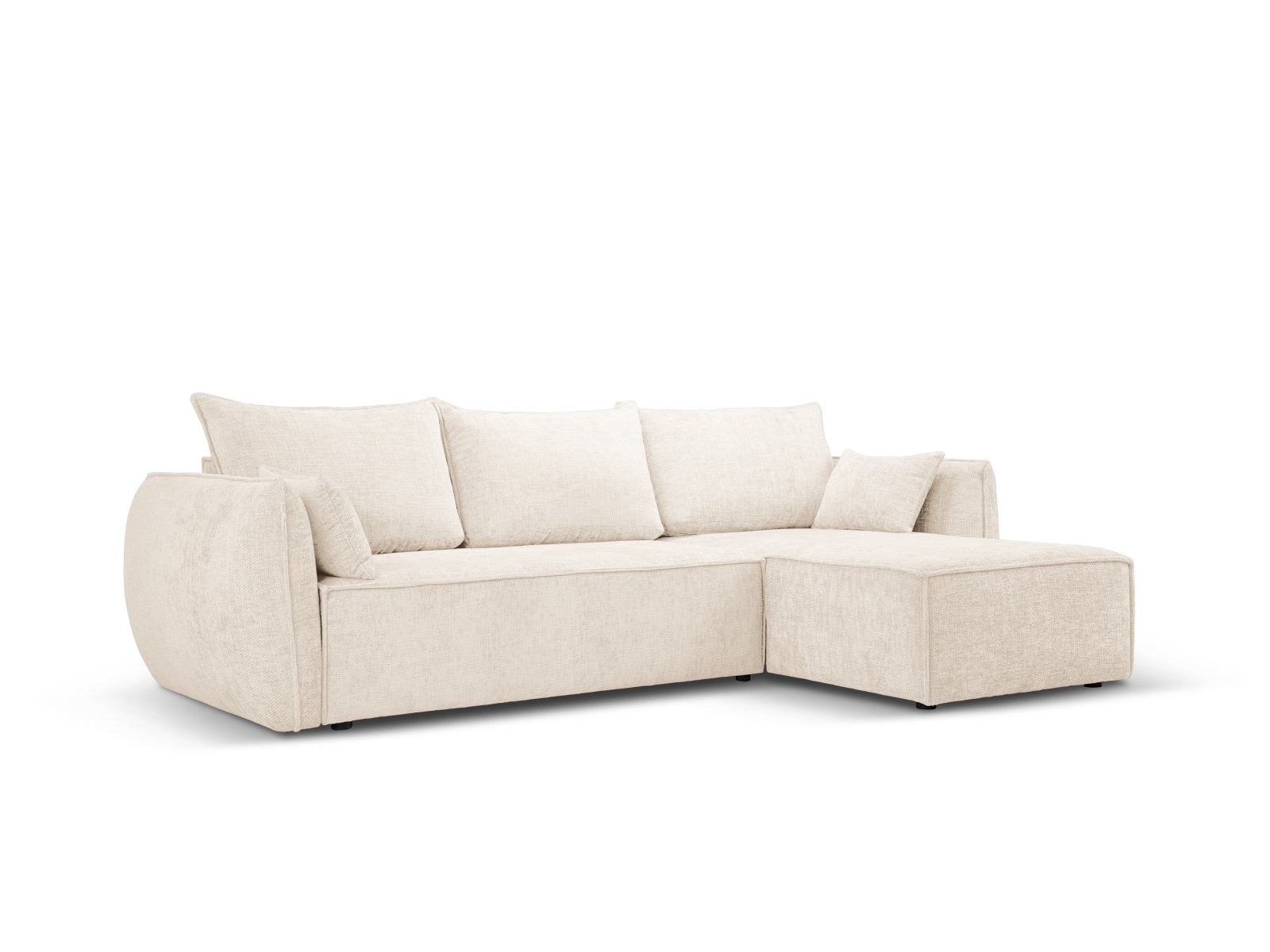 Stylisches Kaelle Ecksofa in Light Beige mit Schlaffunktion und Stauraum, ideal für moderne Wohnräume und Gästeübernachtungen.