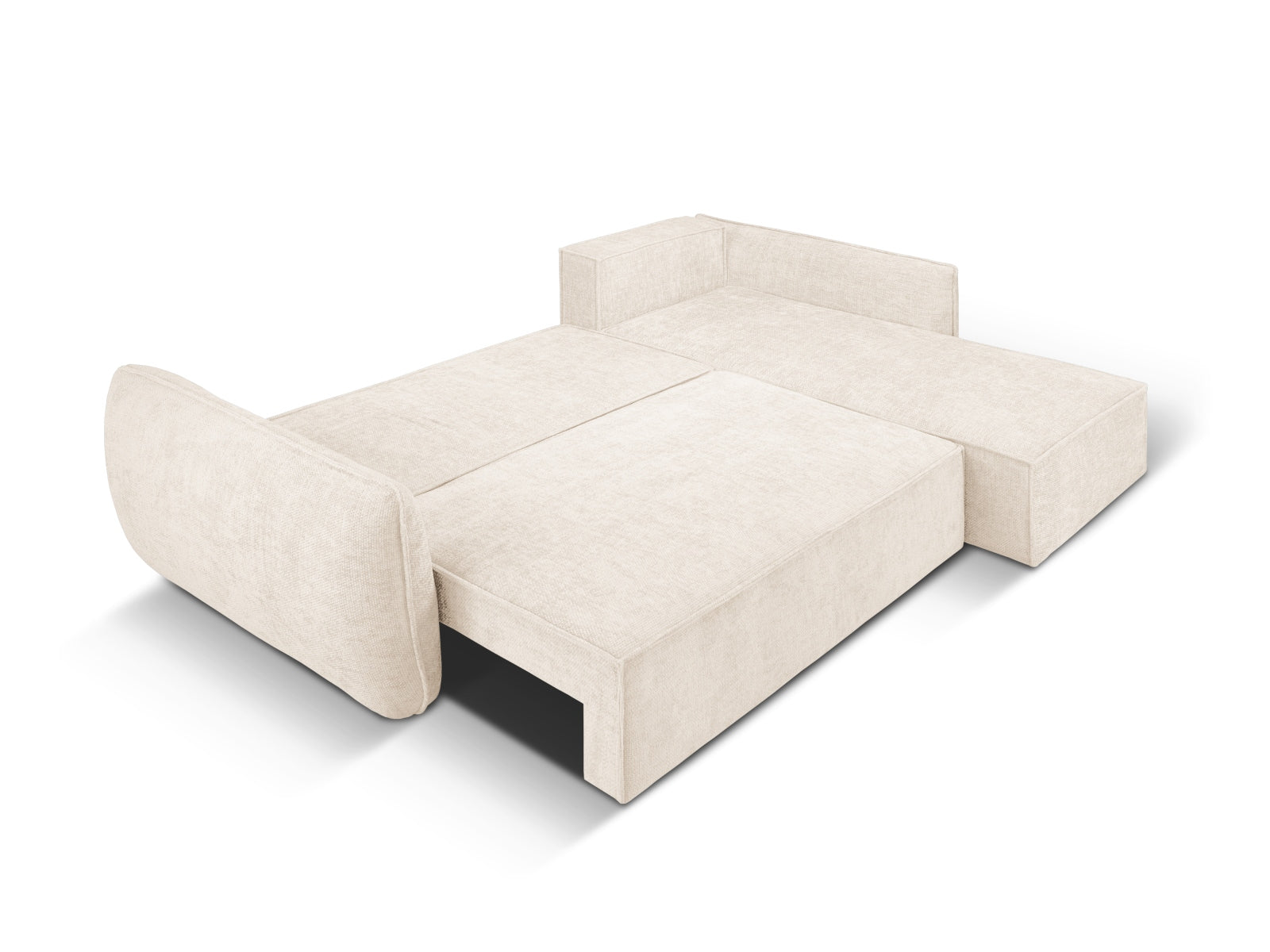 Stylisches Kaelle Ecksofa in elegantem Beige, perfekt für jedes Wohnzimmer, bietet Schlaffunktion und praktischen Stauraum.
