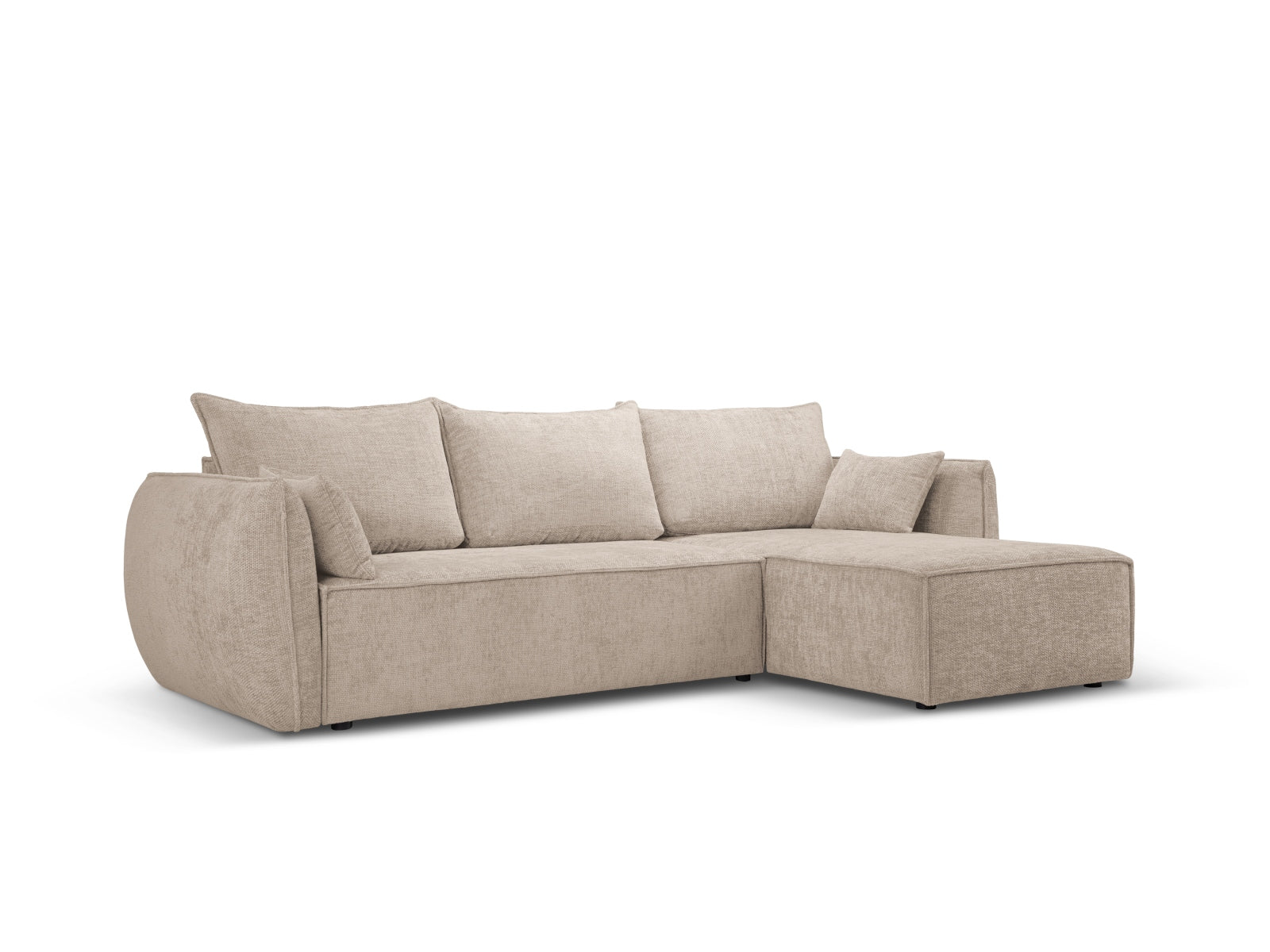Beige Kaelle Ecksofa mit Schlaffunktion und Stauraum, ideal für Wohnzimmer und Gästezimmer, stilvolles Design von Micadoni.