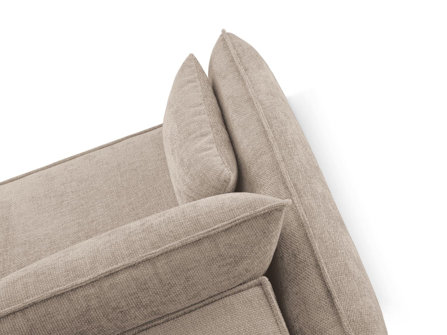Stylisches Kaelle Ecksofa in Beige, 4-Sitzer mit praktischer Schlaffunktion und Stauraum, ideal für modernes Wohnen und Entspannung.