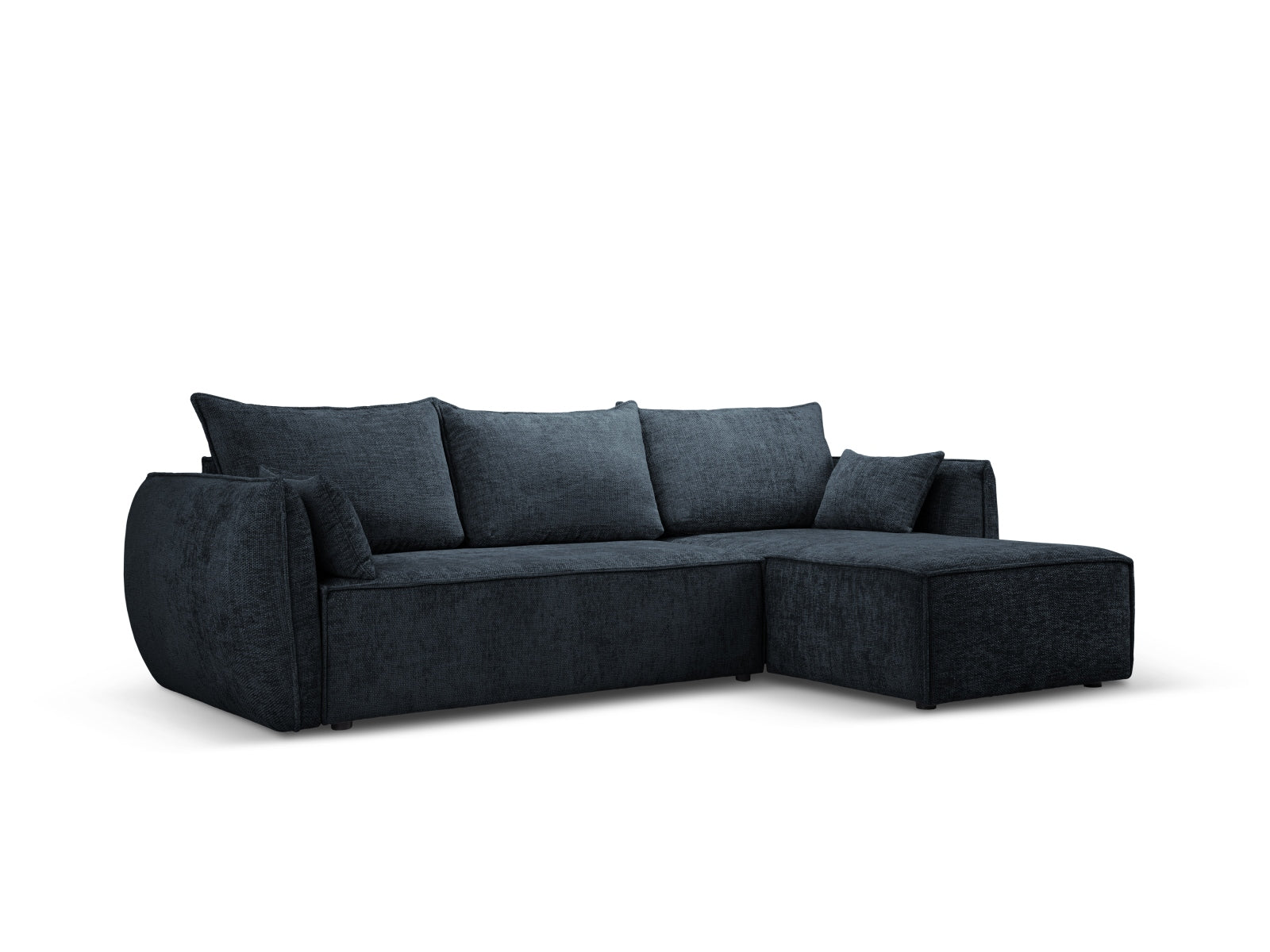 Elegantes Kaelle Ecksofa in Royal Blue mit Schlaffunktion und Stauraum, ideal für stilvolle Wohnräume und gemütliche Nächte.