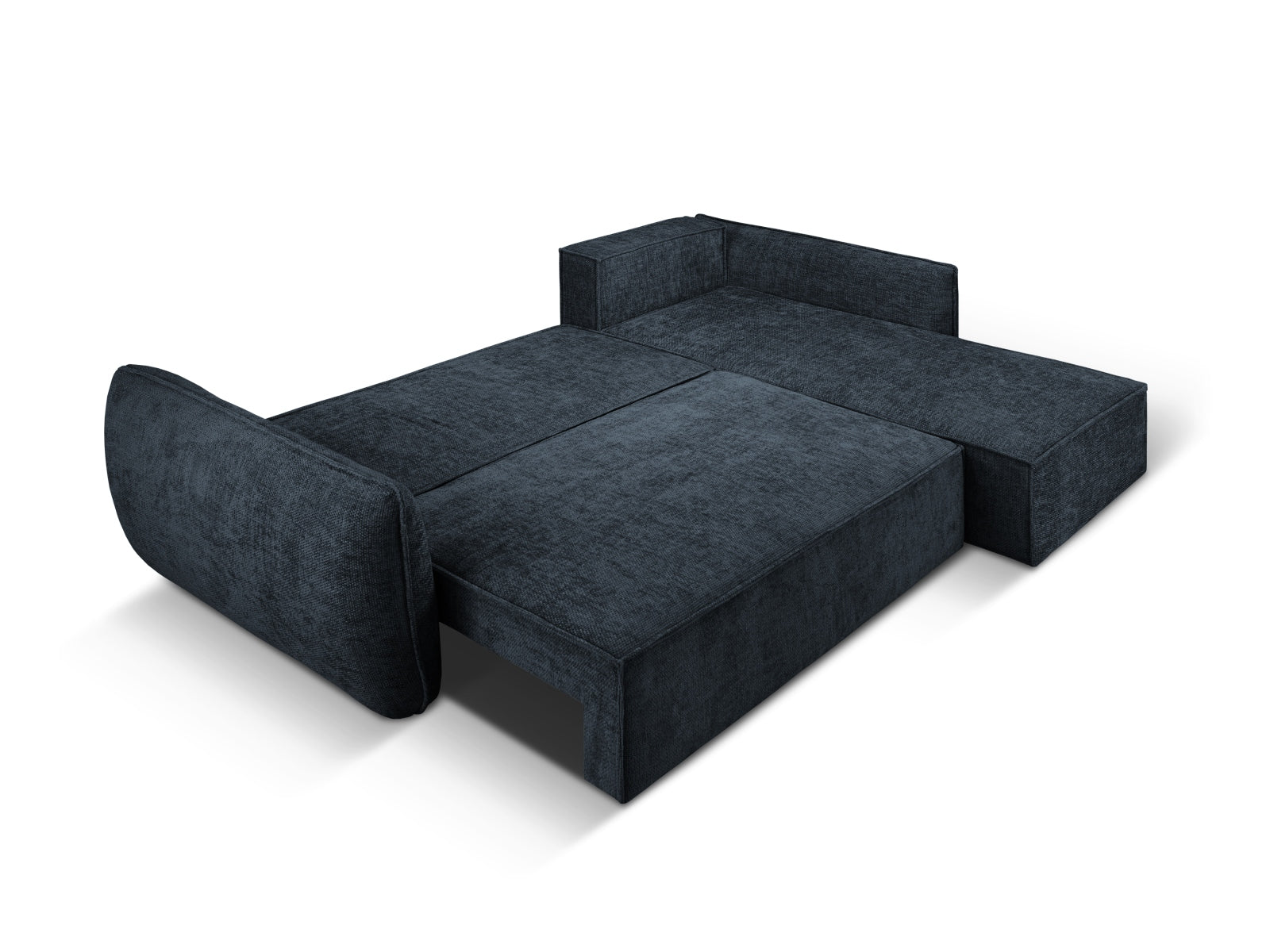 Elegantes Kaelle Ecksofa in Royal Blue, 4-Sitzer mit praktischer Schlaffunktion und Stauraum, ideal für modernes Wohnen.