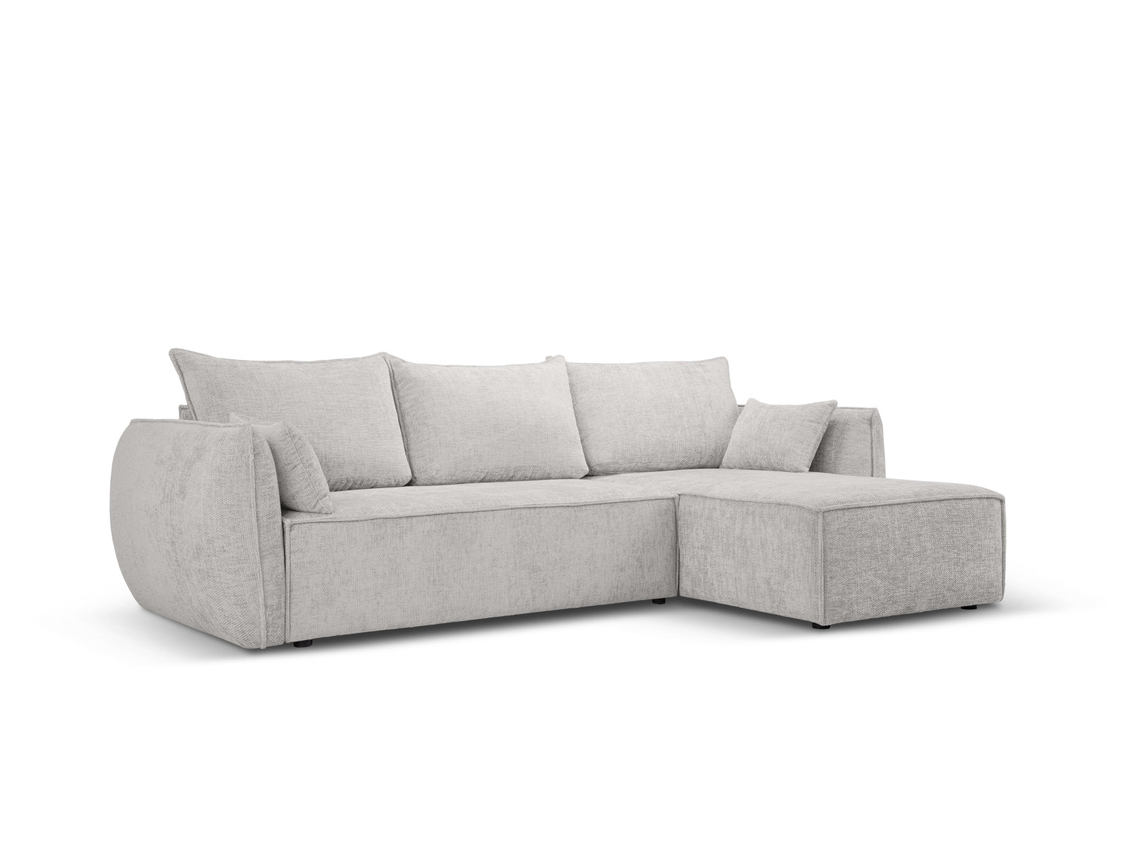 Stylisches Kaelle Ecksofa in Hellgrau, 4-Sitzer mit Schlaffunktion und Stauraum, ideal für moderne Wohnräume.
