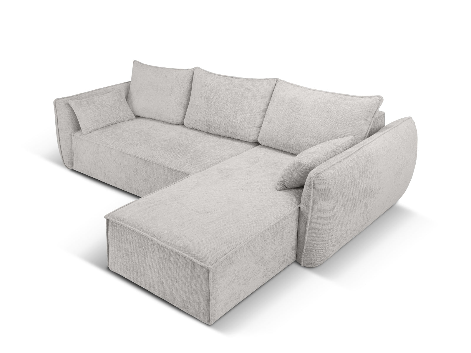 Elegantes Kaelle Ecksofa in hellem Grau, 4-Sitzer mit praktischer Schlaffunktion und Stauraum, perfekt für stilvolle Wohnzimmer.
