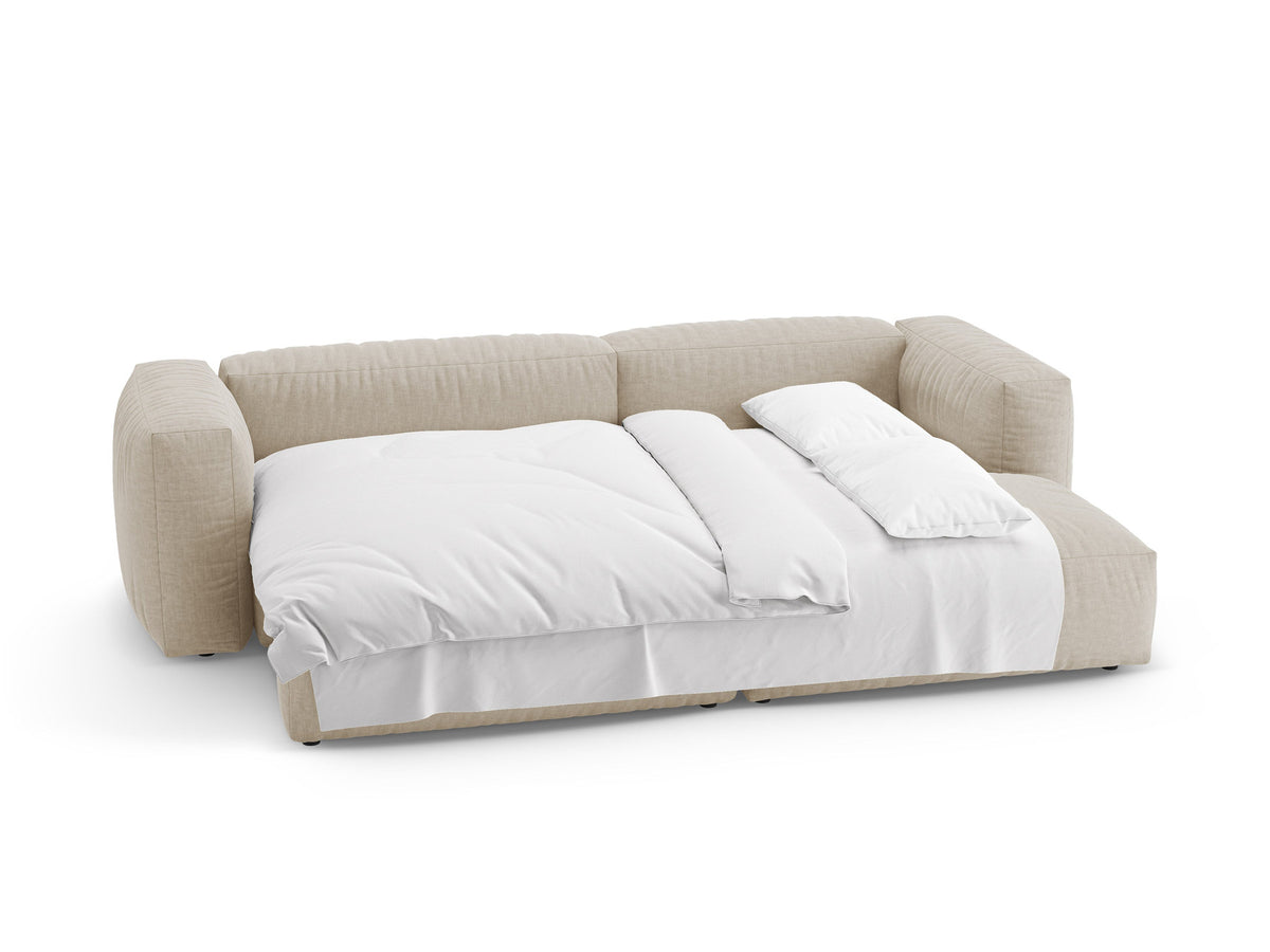 4-Sitzer Ecksofa rechts mit Schlaffunktion Martina in Light Beige-Boston präsentiert im Onlineshop von KAQTU Design AG. Bettsofa rechts ist von Micadoni