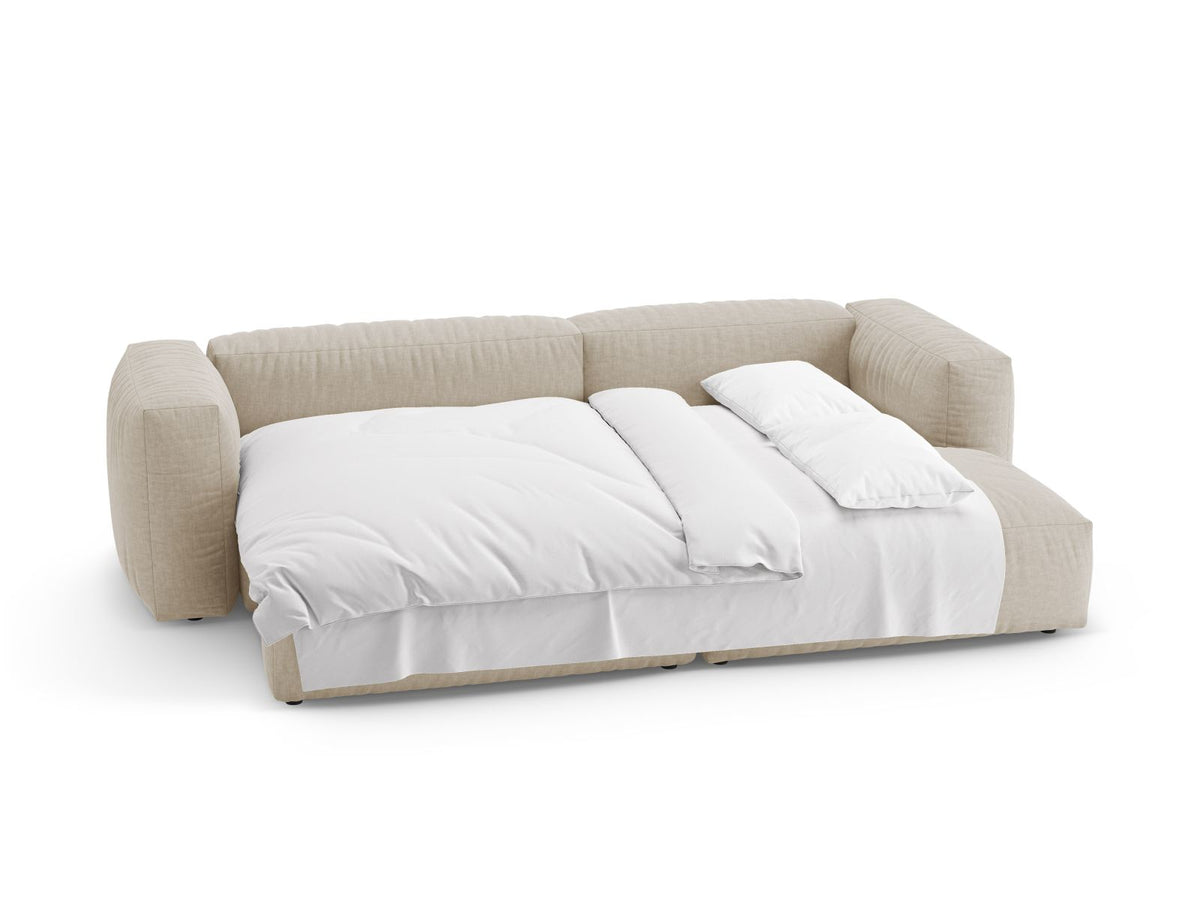 4-Sitzer Ecksofa rechts mit Schlaffunktion Martina in Light Beige-Boston präsentiert im Onlineshop von KAQTU Design AG. Bettsofa rechts ist von Micadoni