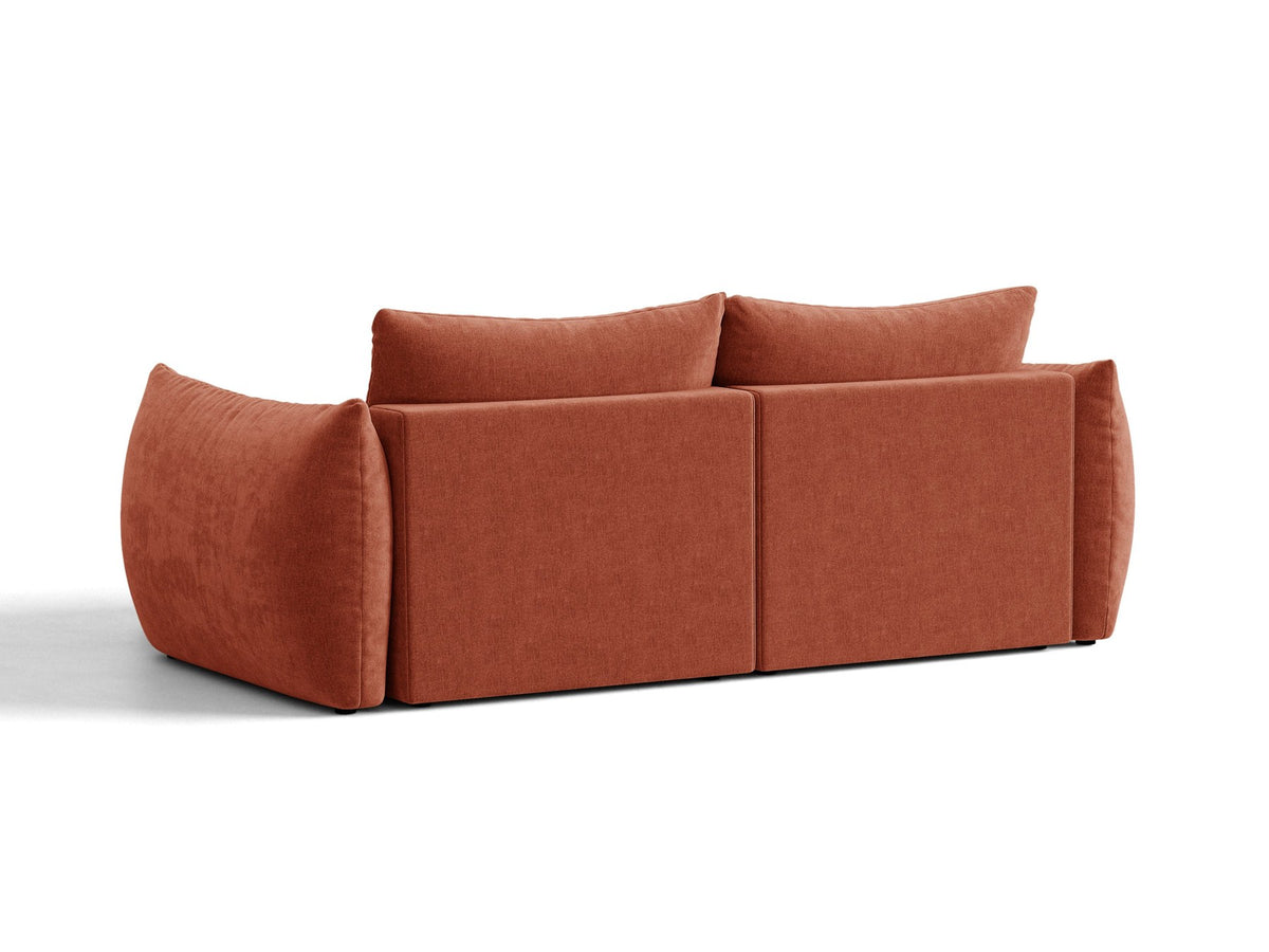 Ecksofa Bloom mit Schlaffunktion von Micadoni in Sand, Bettsofa rechts mit Casino-Veloursbezug und schwarzen Kunststoffbeinen.