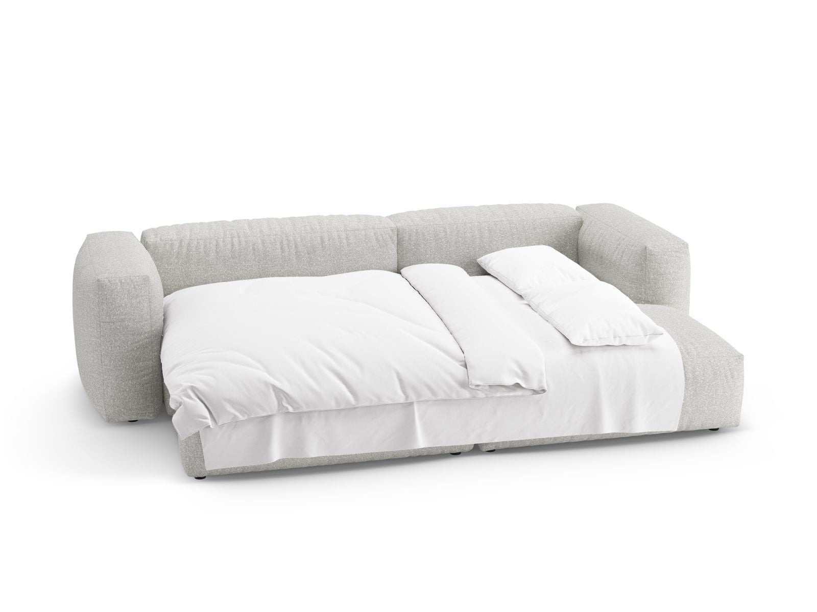 Stylisches 4-Sitzer Ecksofa Martina in Grau-Beige, perfekt für gemütliche Stunden und als Schlafsofa mit zusätzlichem Stauraum.