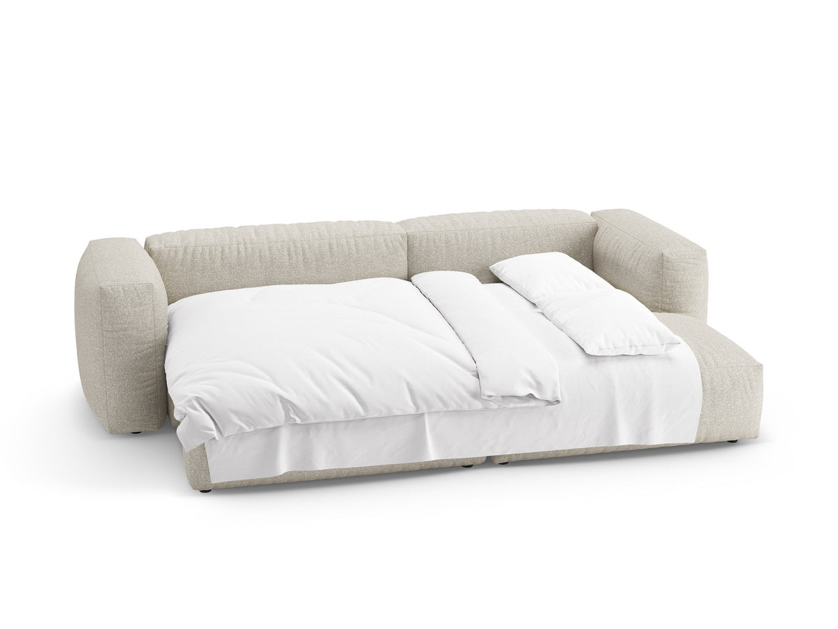 4-Sitzer Ecksofa Martina rechts mit Schlaffunktion und Stauraum in Beige-Monet präsentiert im Onlineshop von KAQTU Design AG. Bettsofa rechts ist von Micadoni