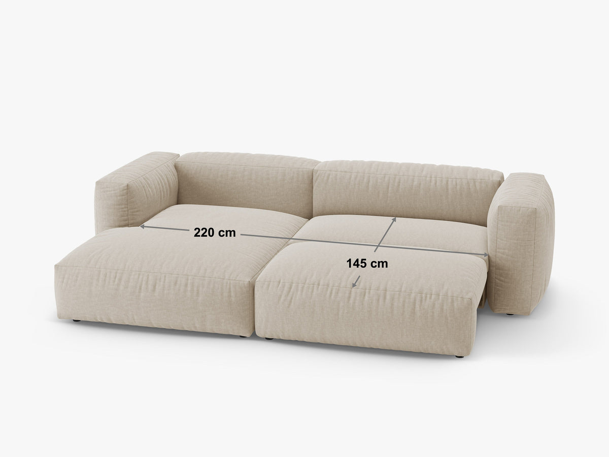 4-Sitzer Ecksofa Martina rechts mit Schlaffunktion und Stauraum in Ivory-Monet präsentiert im Onlineshop von KAQTU Design AG. Bettsofa rechts ist von Micadoni