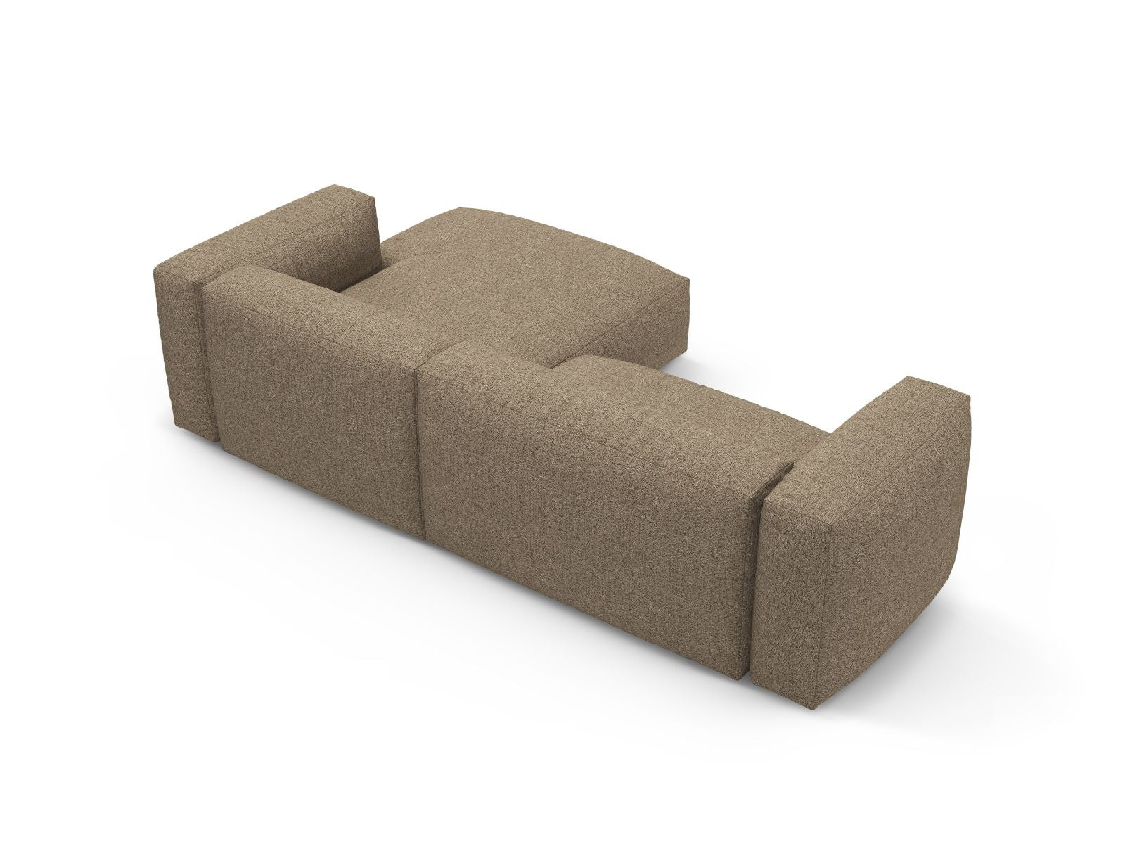 Elegantes 4-Sitzer Ecksofa Martina in warmem Cappuccino, ideal für entspannte Stunden, bietet praktische Schlaf- und Stauraumfunktionen.