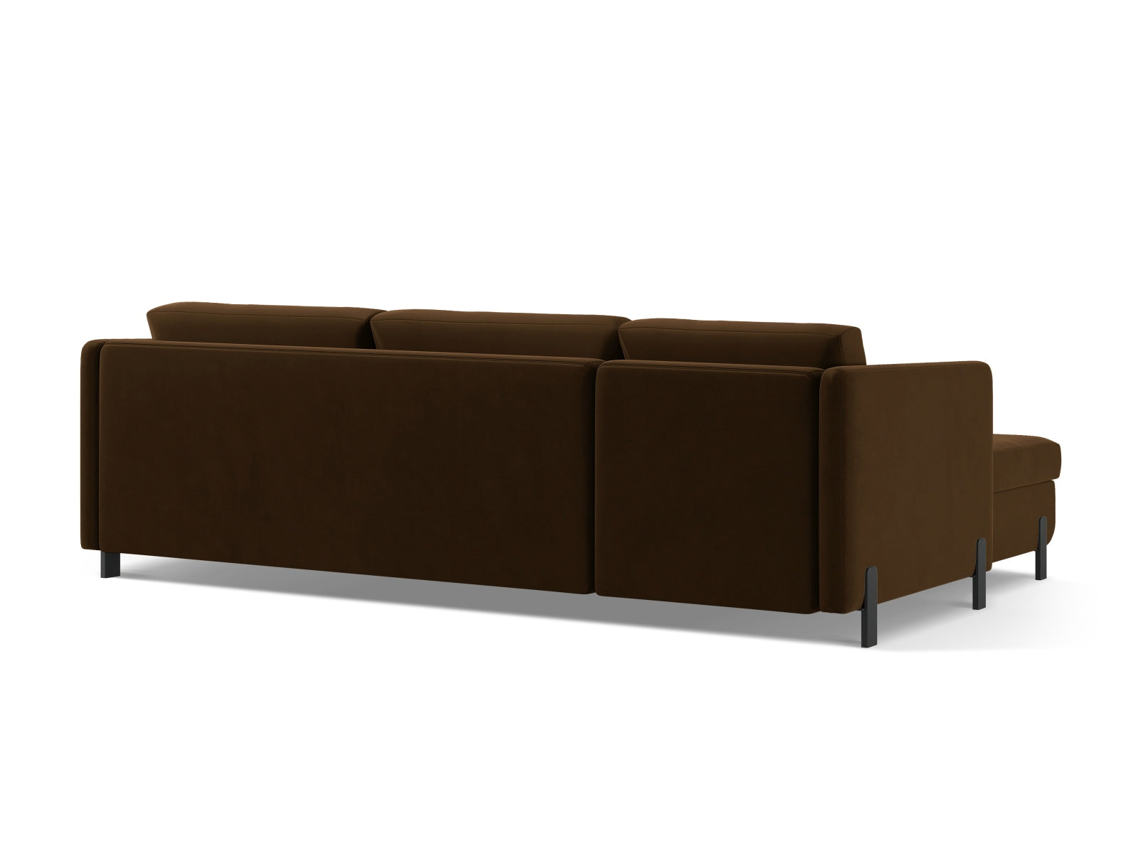 Elegantes Ecksofa Gloria aus Velours in Braun, 5-Sitzer mit praktischer Schlaffunktion und Stauraum für zusätzlichen Komfort.