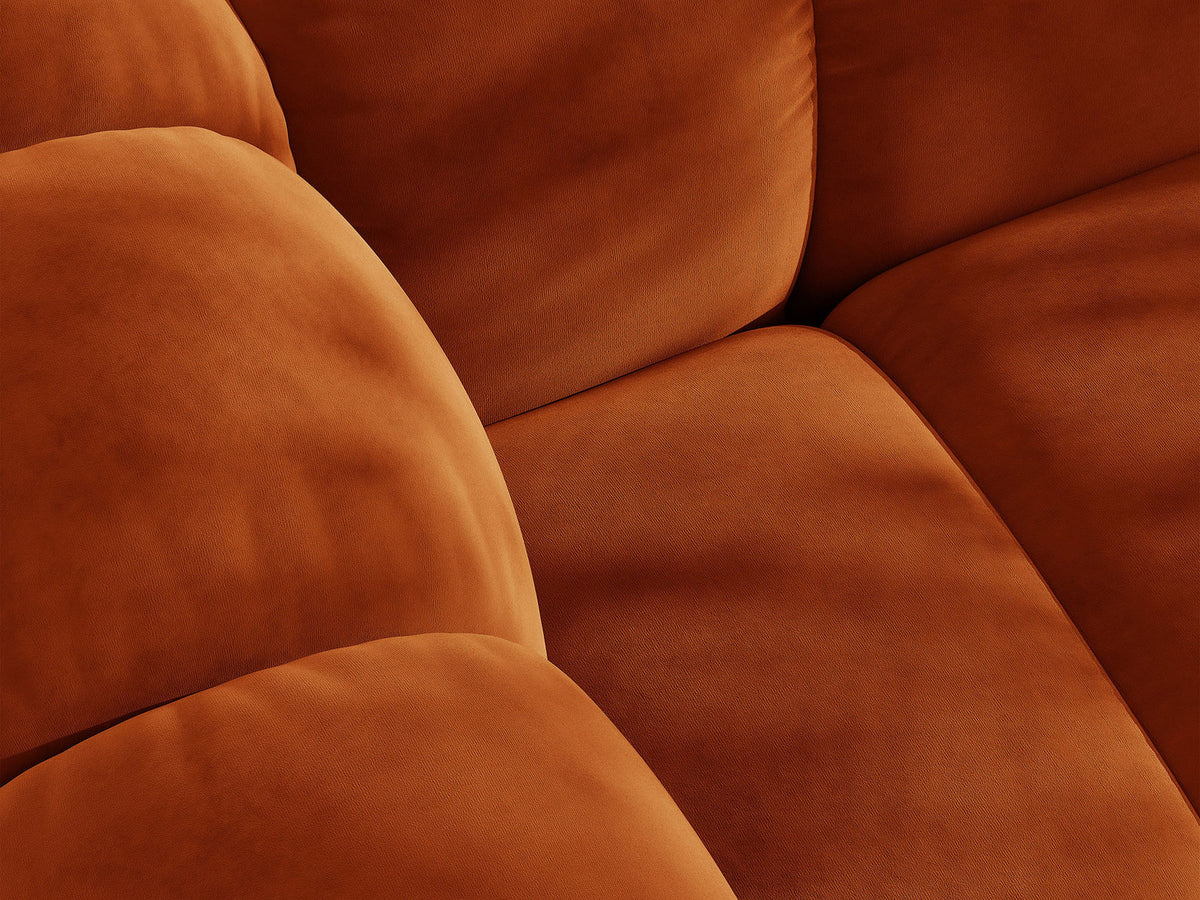 Beiges Ecksofa Lupine von Micadoni mit rechter Ausrichtung, Stoffbezug Eden Pearl, schwarzen Kunststoffbeinen und integriertem Bettkasten.