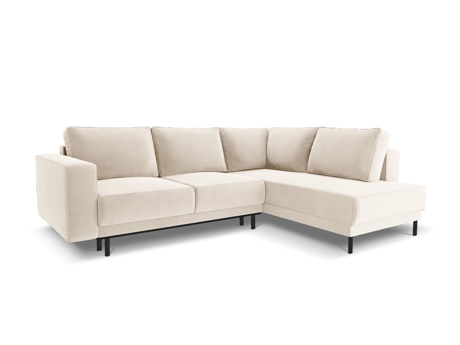Caro Velour Ecksofa rechts mit Schlaffunktion 5 Sitzer in Light Beige präsentiert im Onlineshop von KAQTU Design AG. Ecksofa rechts ist von Micadoni