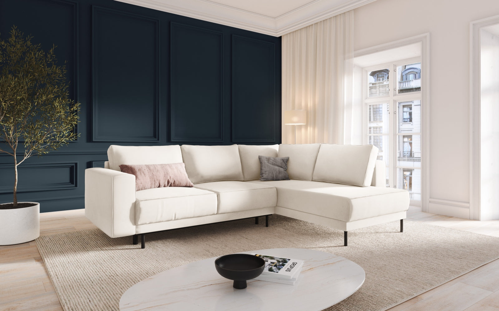 Entdecken Sie das stilvolle Caro Velour Ecksofa von Micadoni – ein 5-Sitzer mit Schlaffunktion, ideal für gemütliche Abende und moderne Wohnkonzepte.