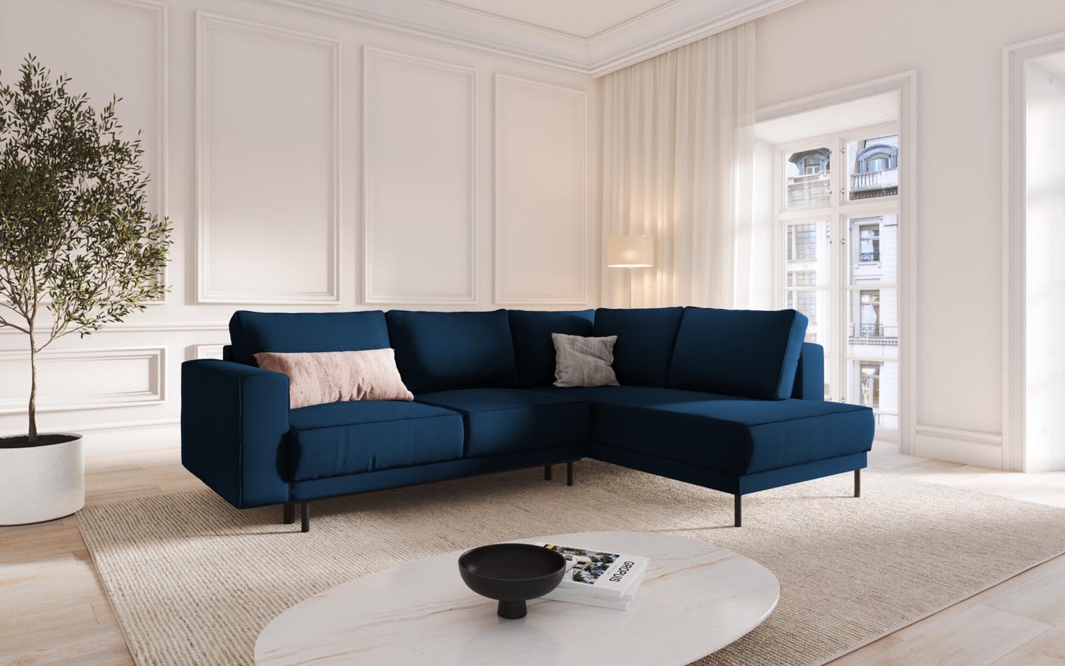 Erleben Sie das elegante Caro Velour Ecksofa von Micadoni – ein 5-Sitzer mit praktischer Schlaffunktion, perfekt für stilvolle Wohnräume und entspannte Nächte.