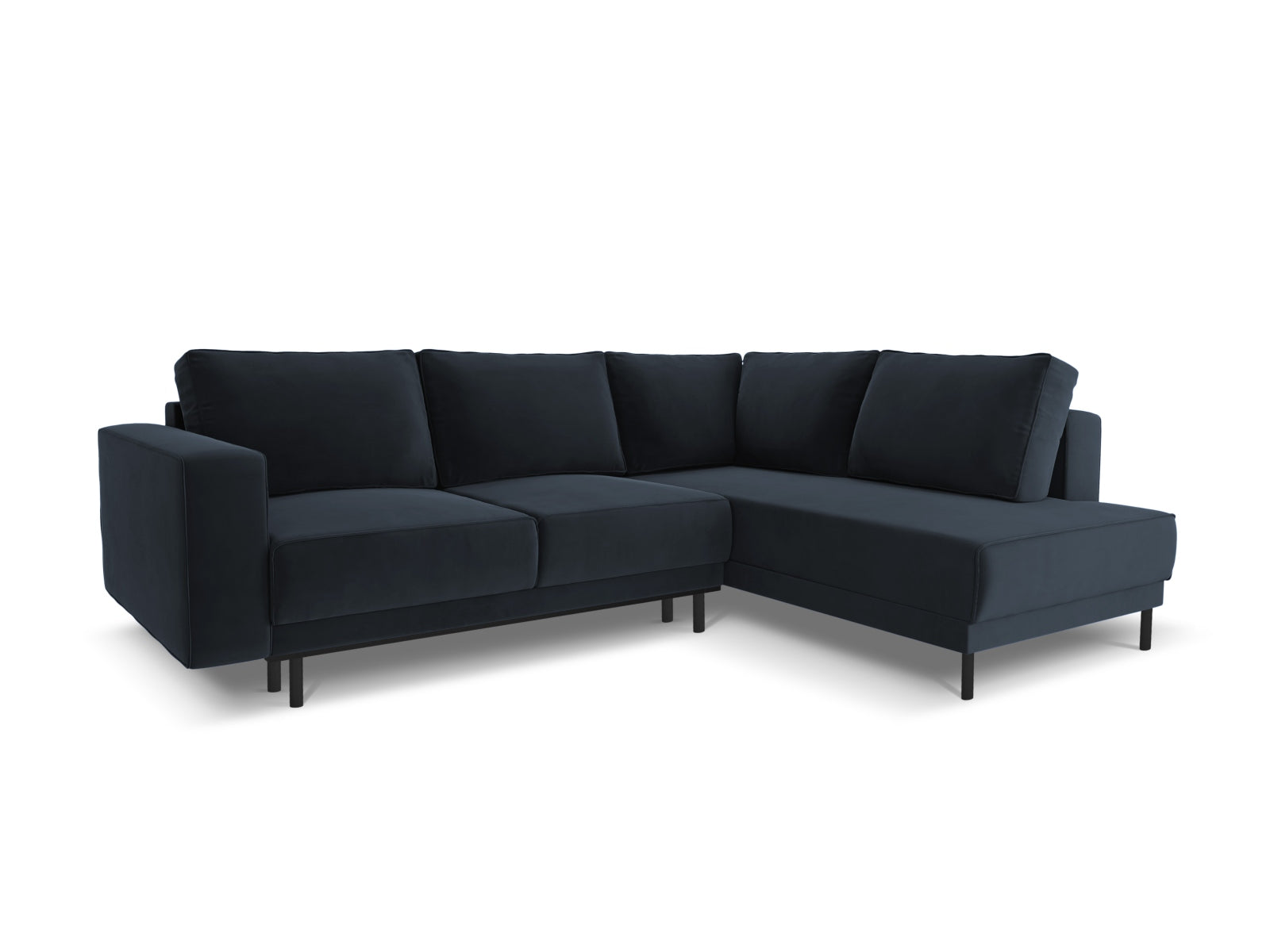 Caro Velour Ecksofa rechts mit Schlaffunktion 5 Sitzer in Dark Blue präsentiert im Onlineshop von KAQTU Design AG. Ecksofa rechts ist von Micadoni
