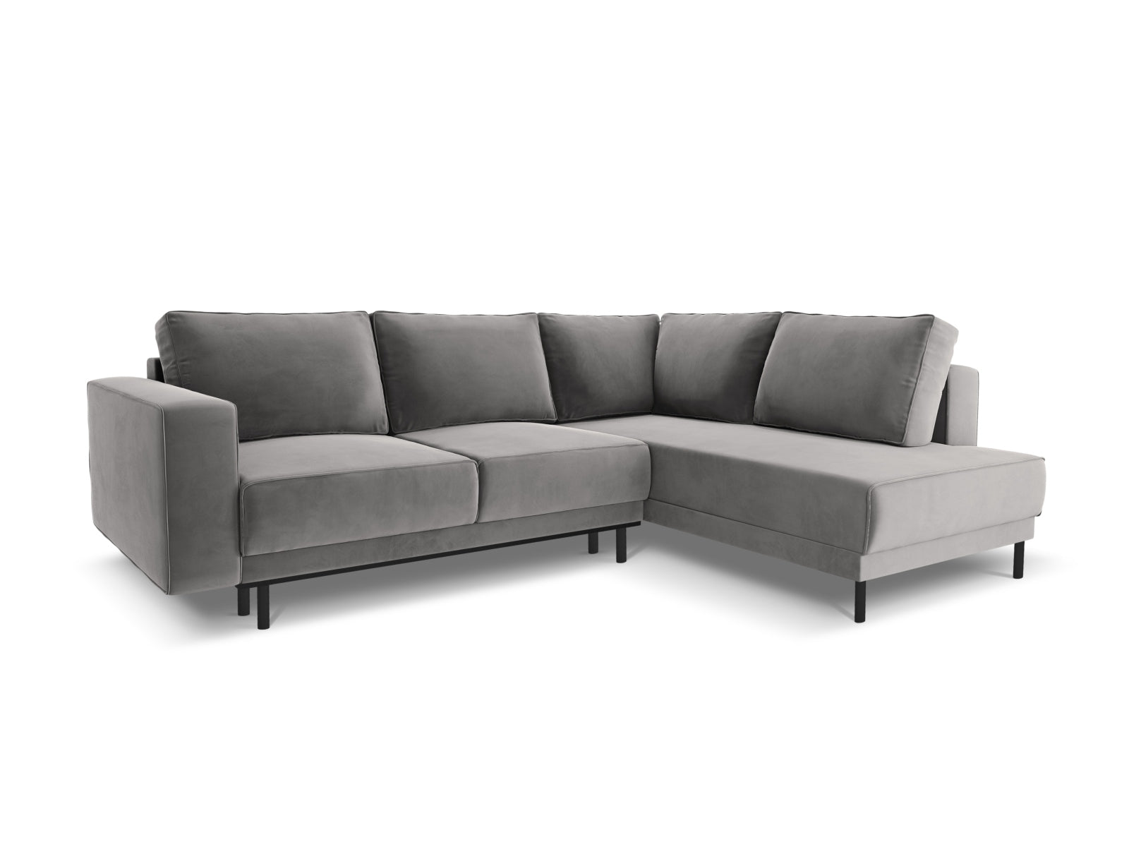 Caro Velour Ecksofa rechts mit Schlaffunktion 5 Sitzer in Light Grey präsentiert im Onlineshop von KAQTU Design AG. Ecksofa rechts ist von Micadoni