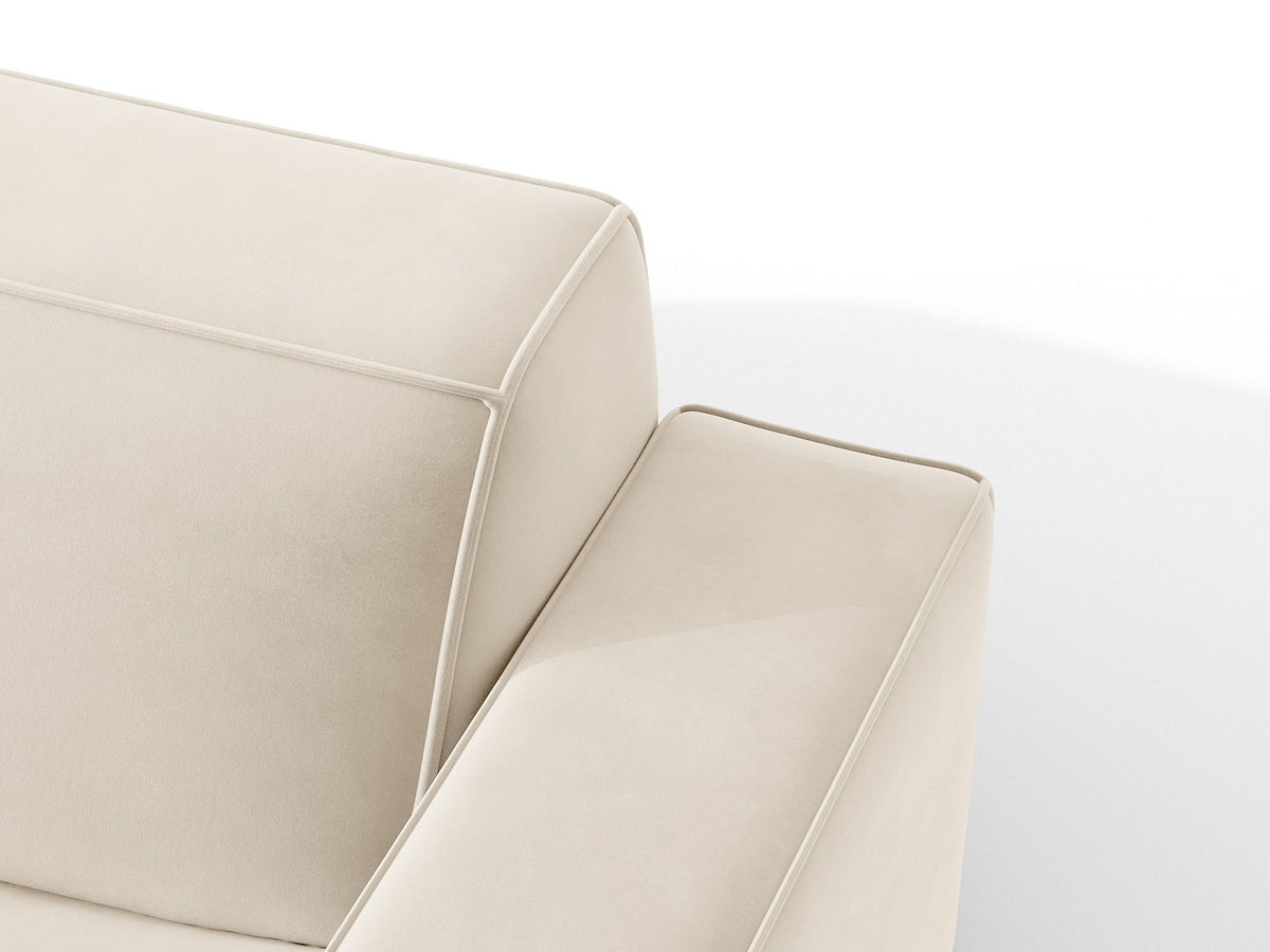 Jodie Velour Ecksofa rechts mit Schlaffunktion und Stauraumbox 3 Sitzer in Light Beige-Bluvel präsentiert im Onlineshop von KAQTU Design AG. Bettsofa rechts ist von Micadoni