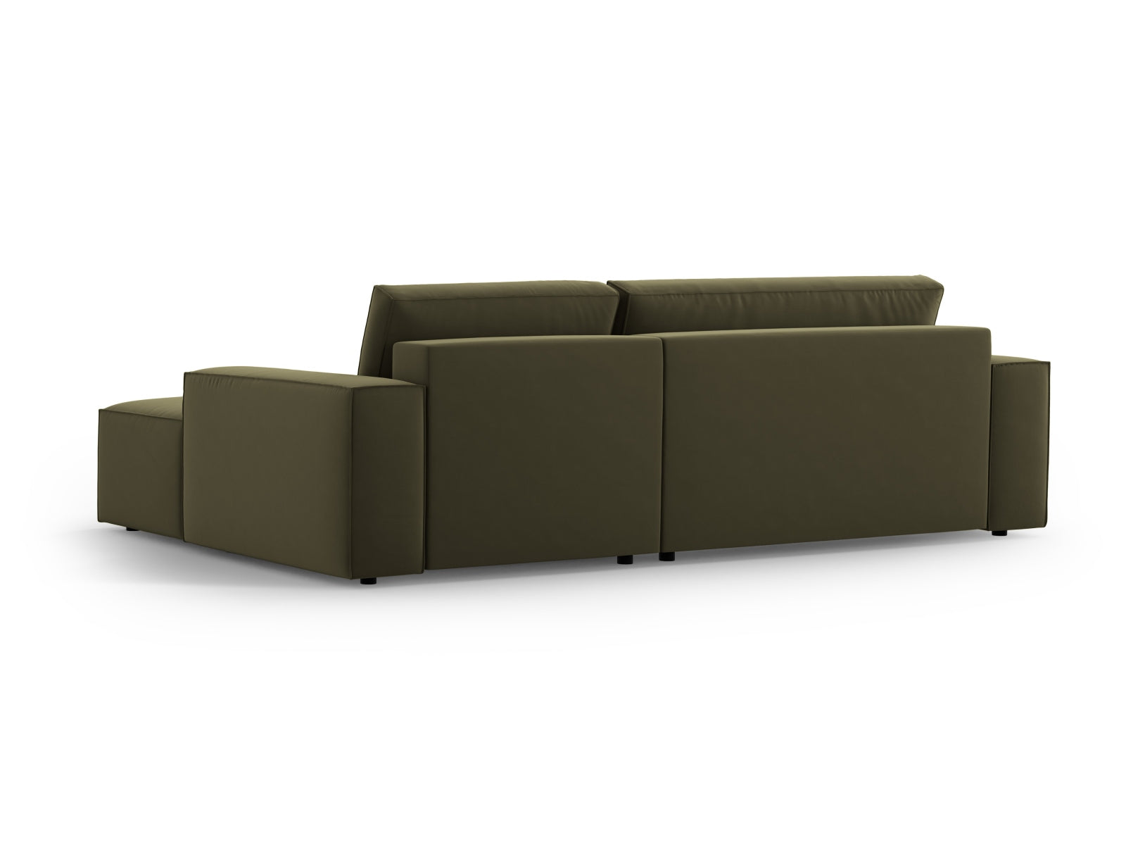 Elegantes Jodie Velour Ecksofa in stilvollem Grün-Blau, ideal für entspannte Abende und als praktisches Bettsofa mit zusätzlichem Stauraum.